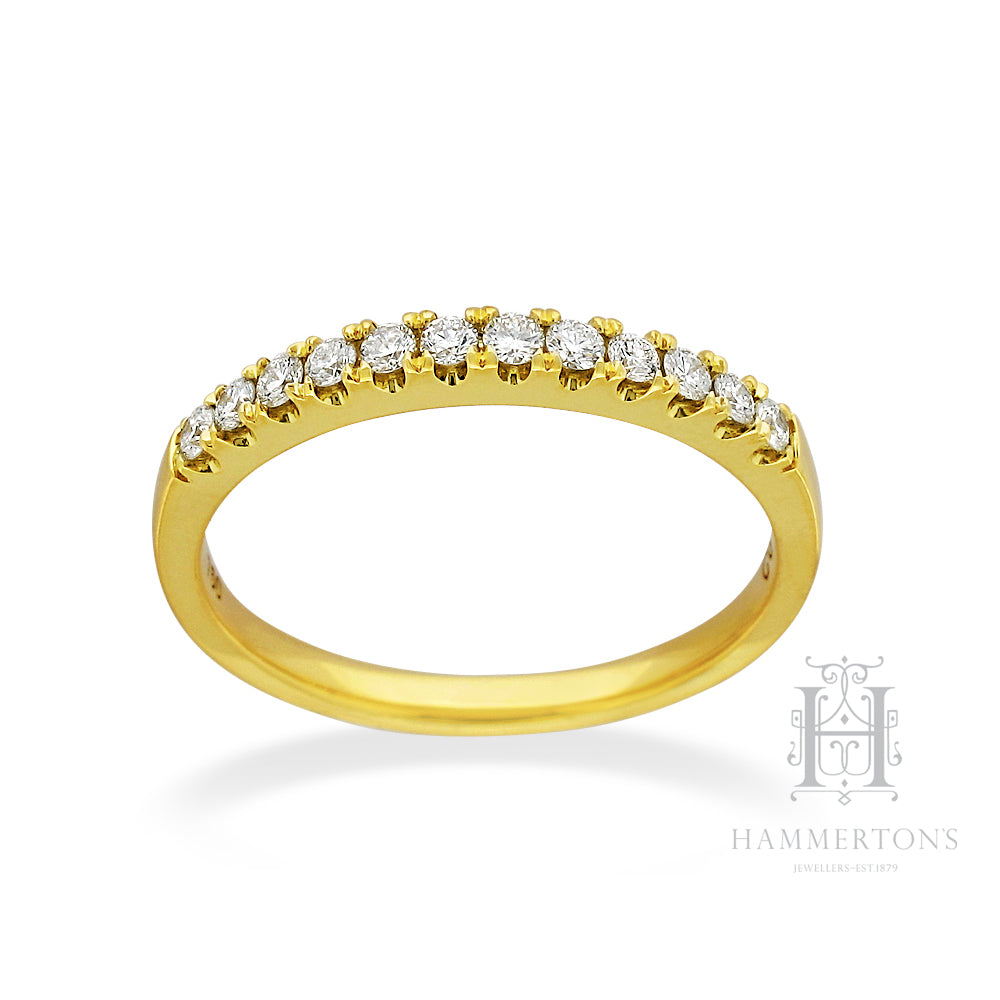 18ct Yellow Gold Round Brilliant cut Diamond wedding band, equalling 0.24ct