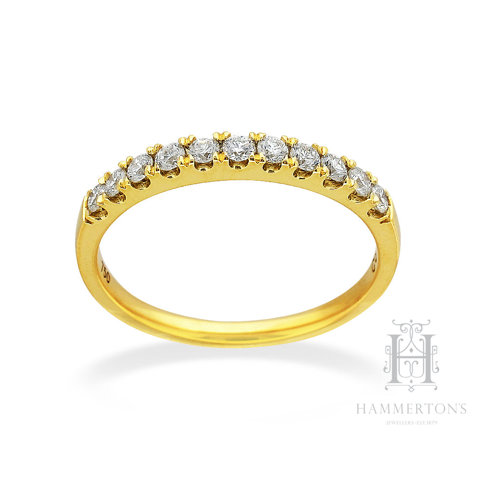 18ct Yellow Gold Round Brilliant cut Diamond Band, 0.33ct total