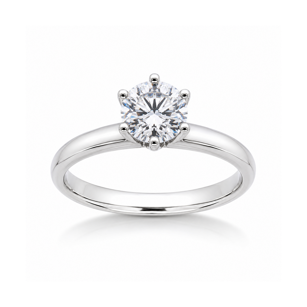 14ct White Gold Round Lab-Grown Diamond Engagement Ring, 1.02ct Total