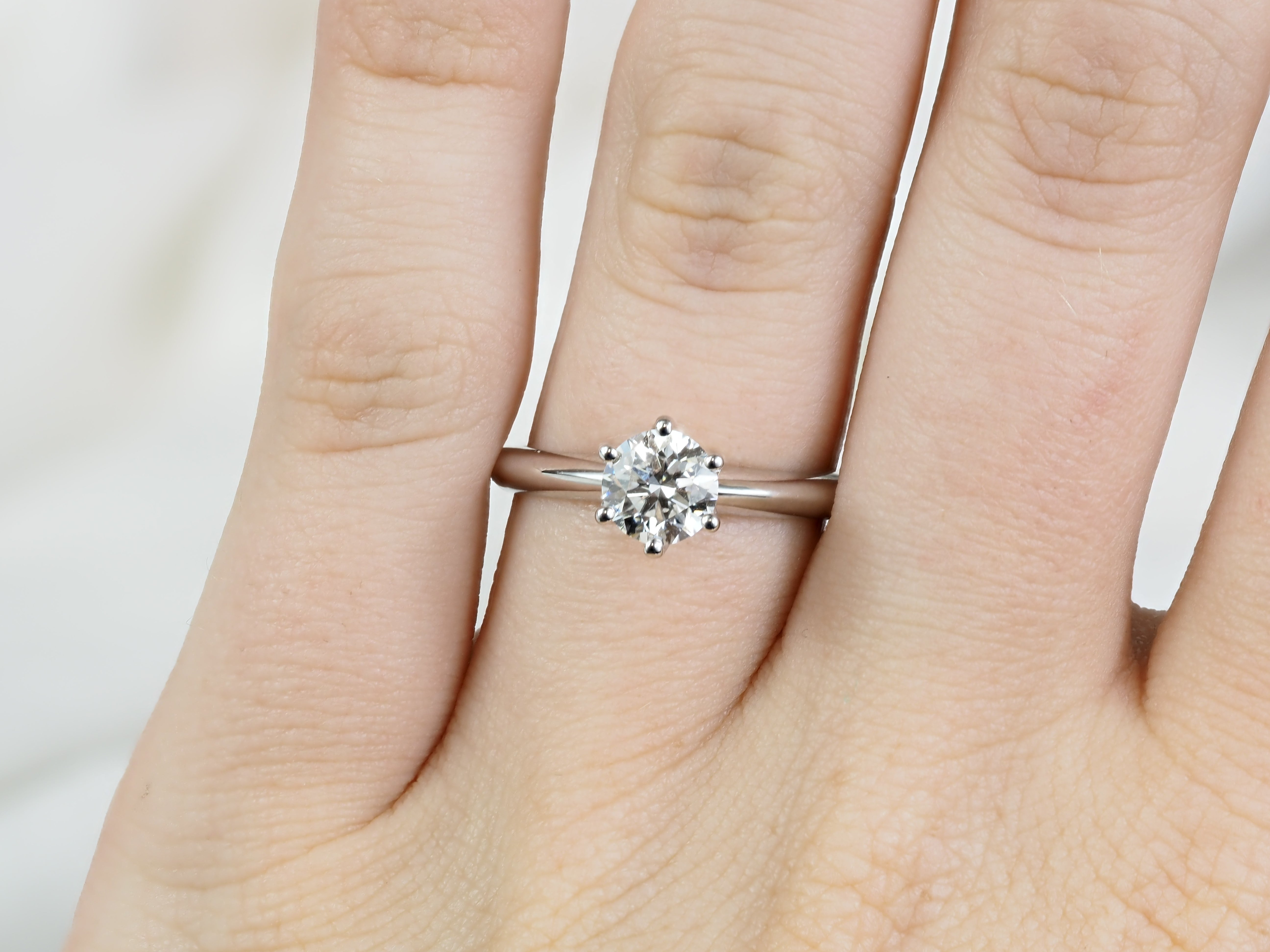 14ct White Gold Round Lab-Grown Diamond Engagement Ring, 1.02ct Total