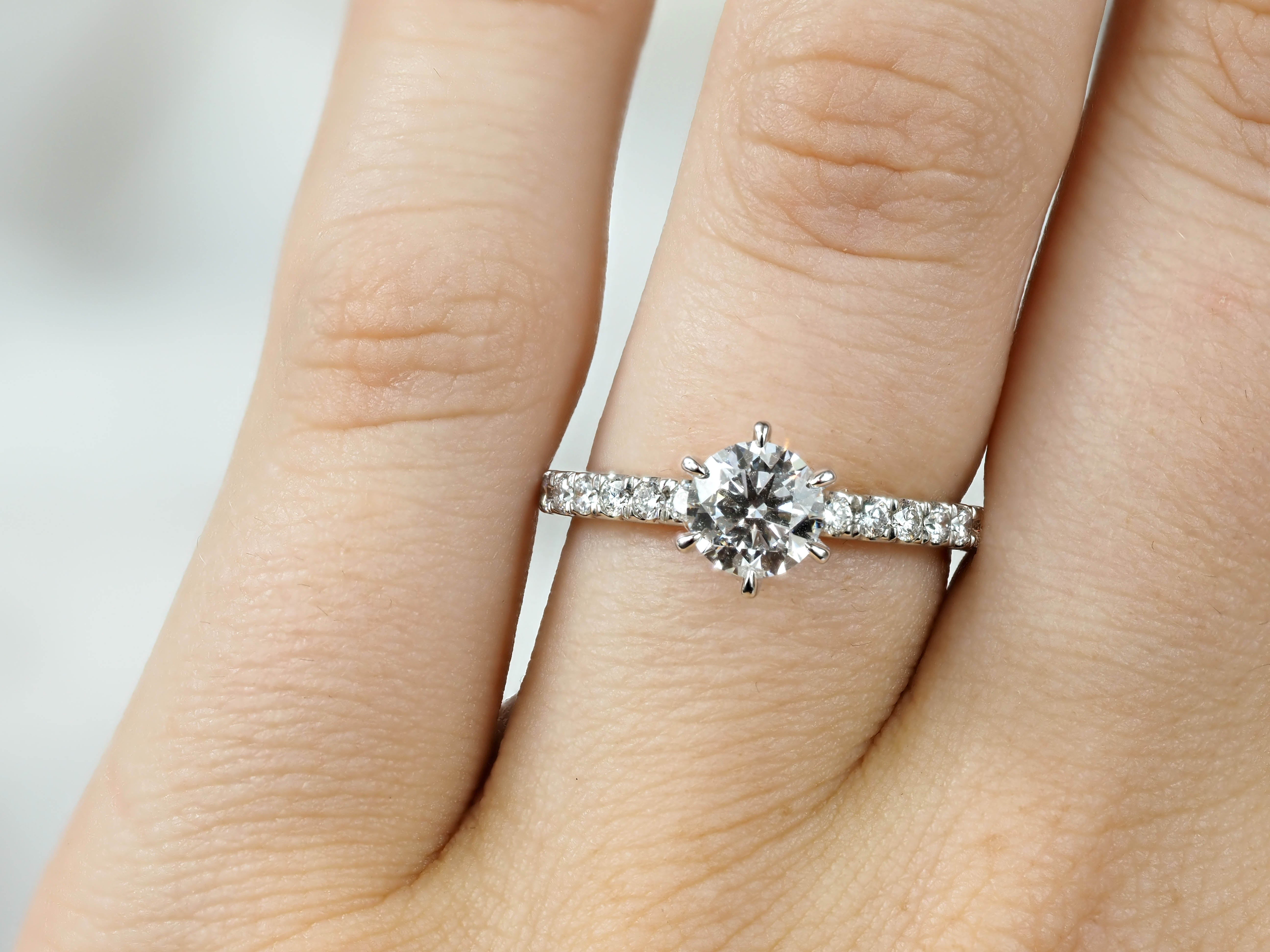 9ct Yellow and White Gold Lab-Grown Round Brilliant cut Diamond Engagement Ring, 0.80ct Centre