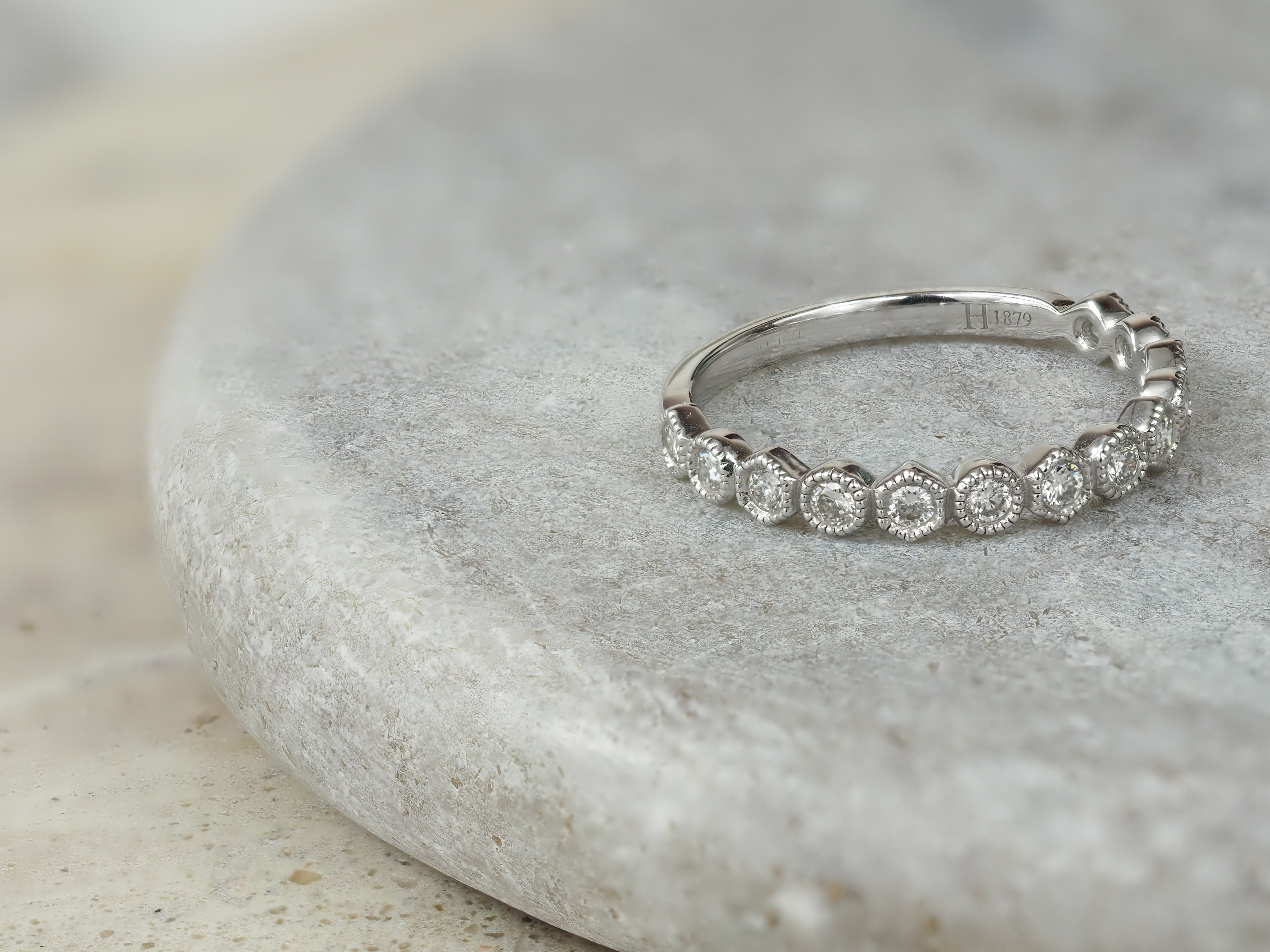 9ct White Gold Round Brilliant Vintage Style Diamond Ring, 0.33ct Total