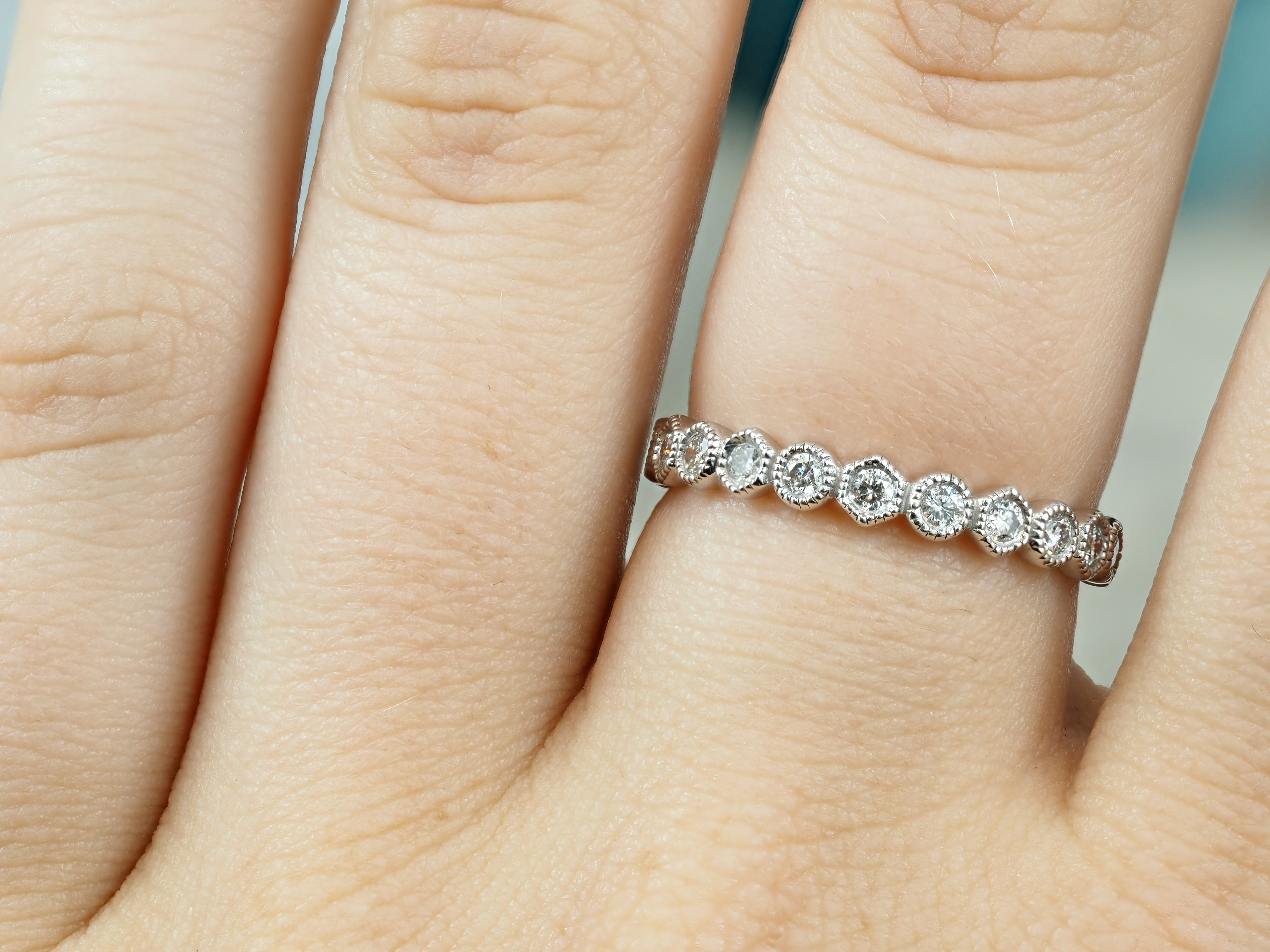 9ct White Gold Round Brilliant Vintage Style Diamond Ring, 0.33ct Total