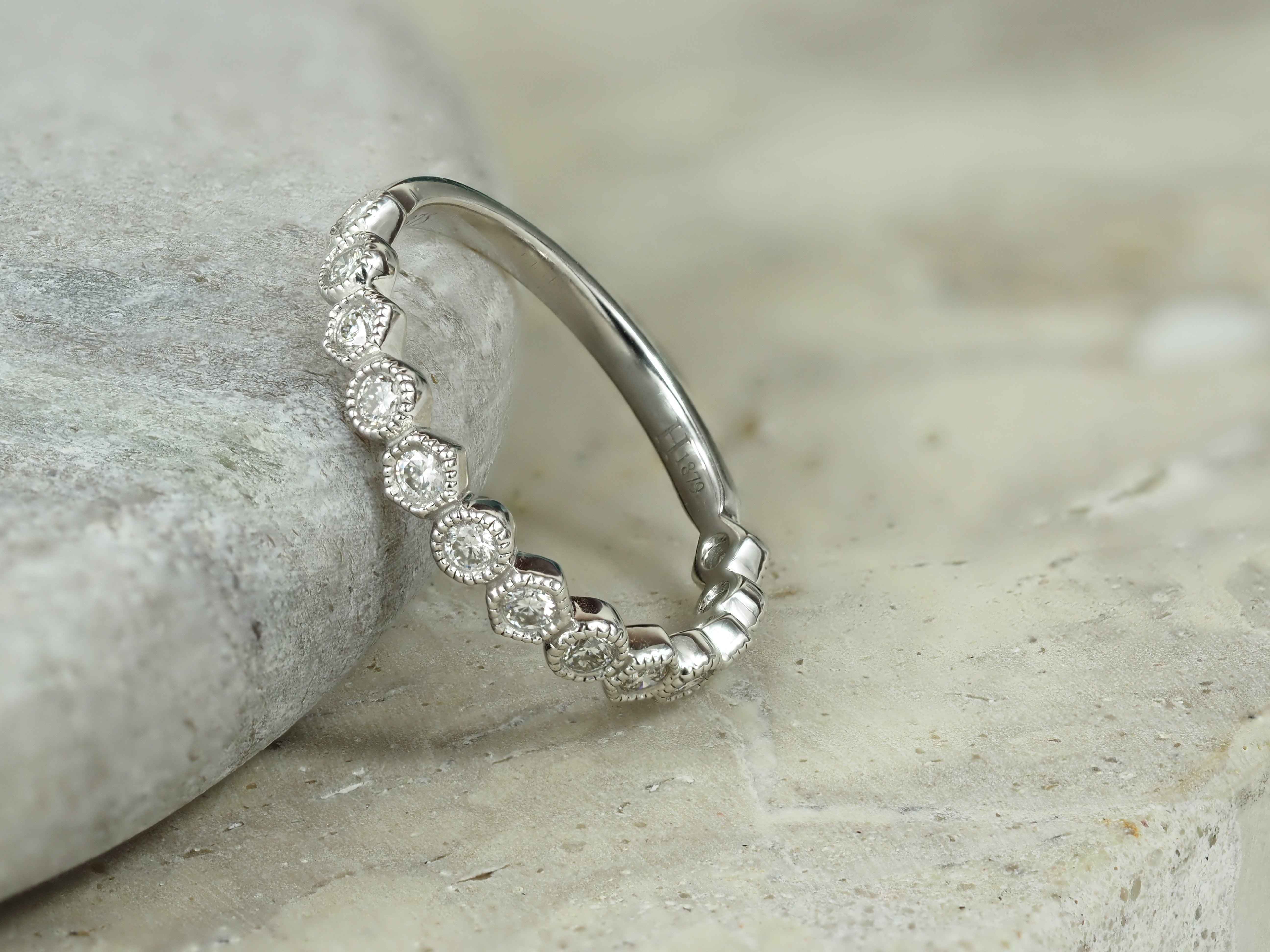 9ct White Gold Round Brilliant Vintage Style Diamond Ring, 0.33ct Total