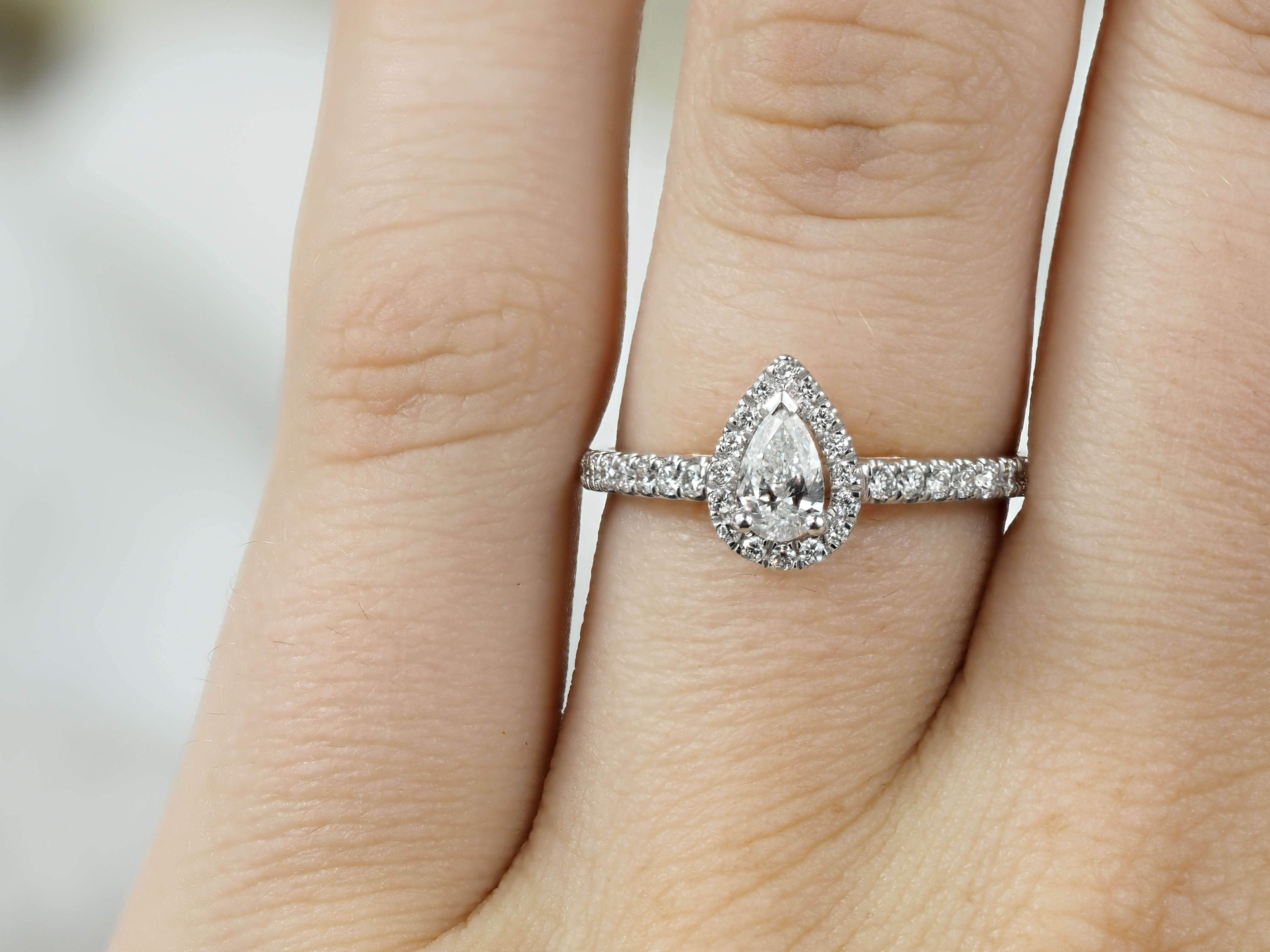 9ct Rose and White Gold Pear Cut Diamond Engagement Ring, 0.26ct Centre