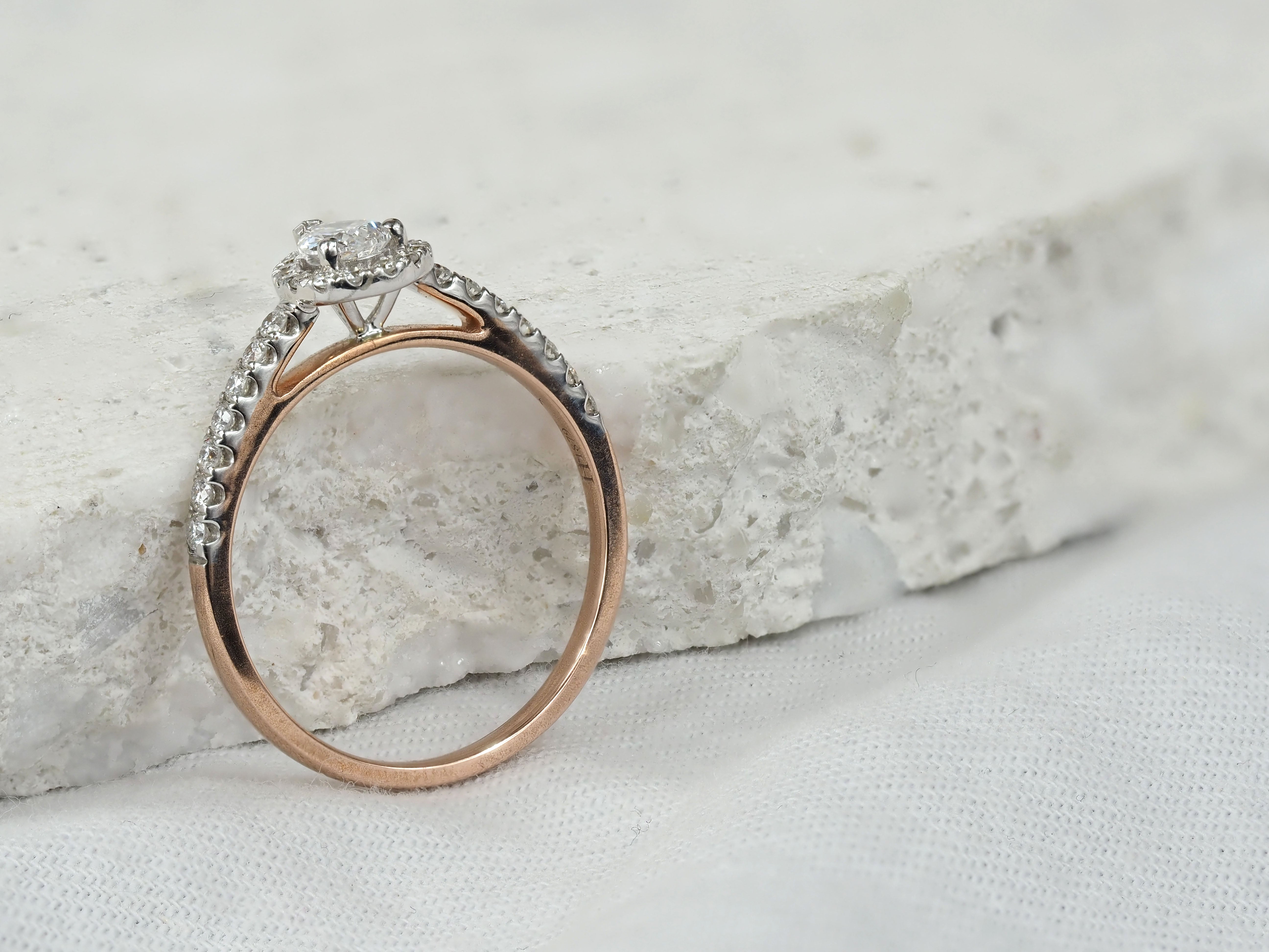 9ct Rose and White Gold Pear Cut Diamond Engagement Ring, 0.26ct Centre