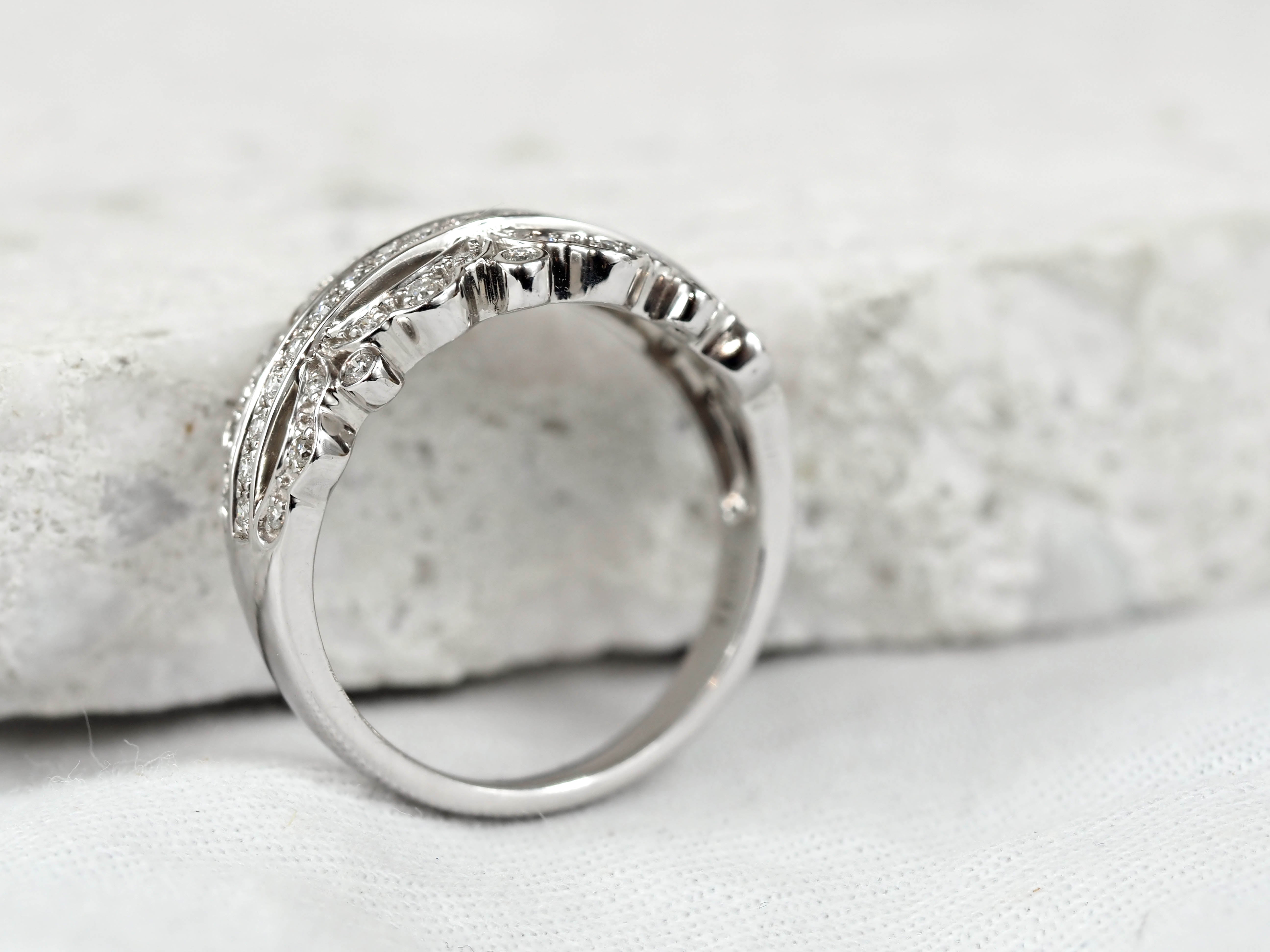 9ct White Gold Filagree Diamond Dress Ring, 0.37ct Total