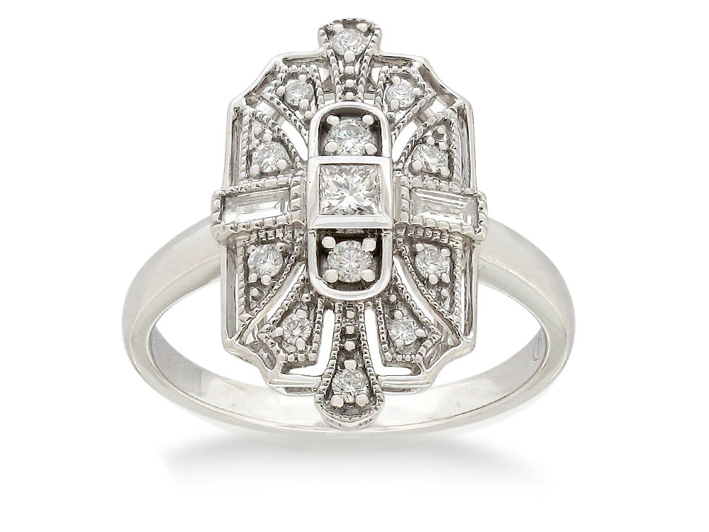 18ct White Gold Art deco Diamond dress ring