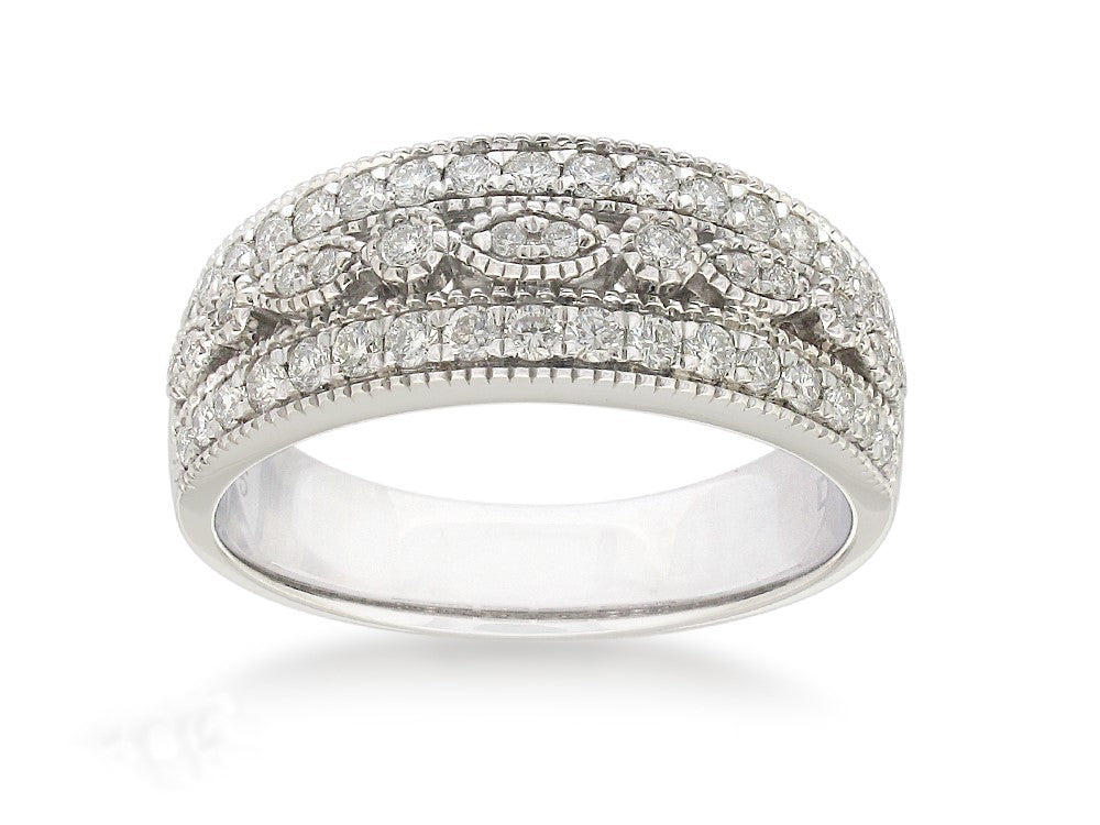 9ct White Gold wide Diamond dress ring