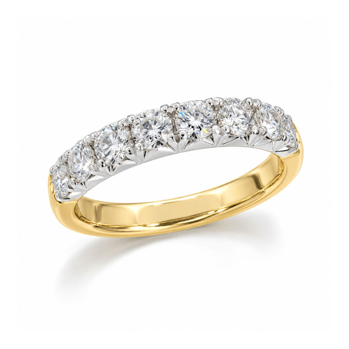 18ct Yellow and White Gold Round Brilliant cut Diamond Ring, 1.01ct total