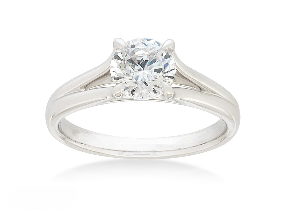 14ct White Gold Lab-Grown Round Brilliant Cut Diamond Ring, 1ct Centre