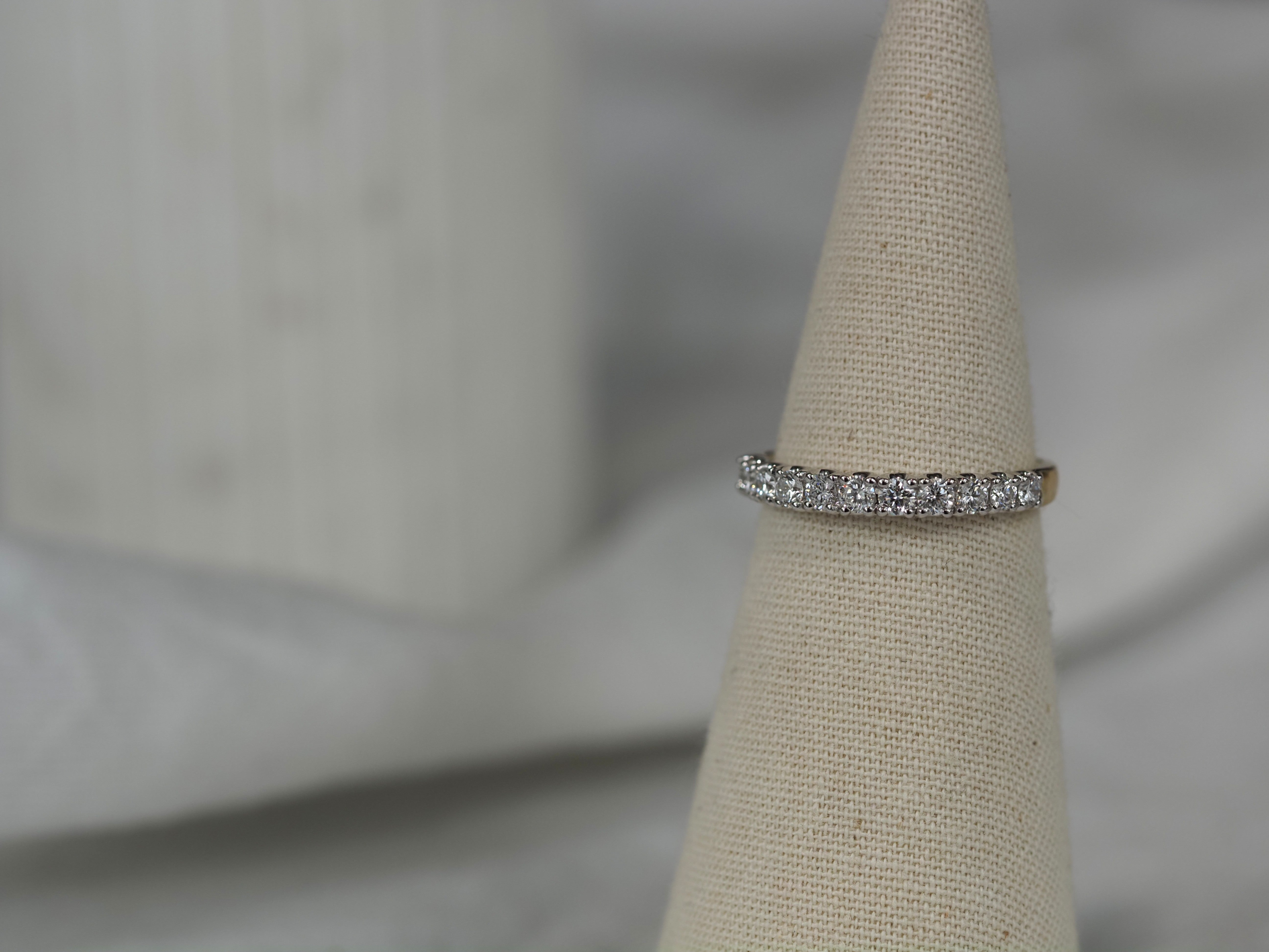 14ct Yellow and White Gold Lab-Grown Round Brilliant Cut Diamond Band, 0.50ct total