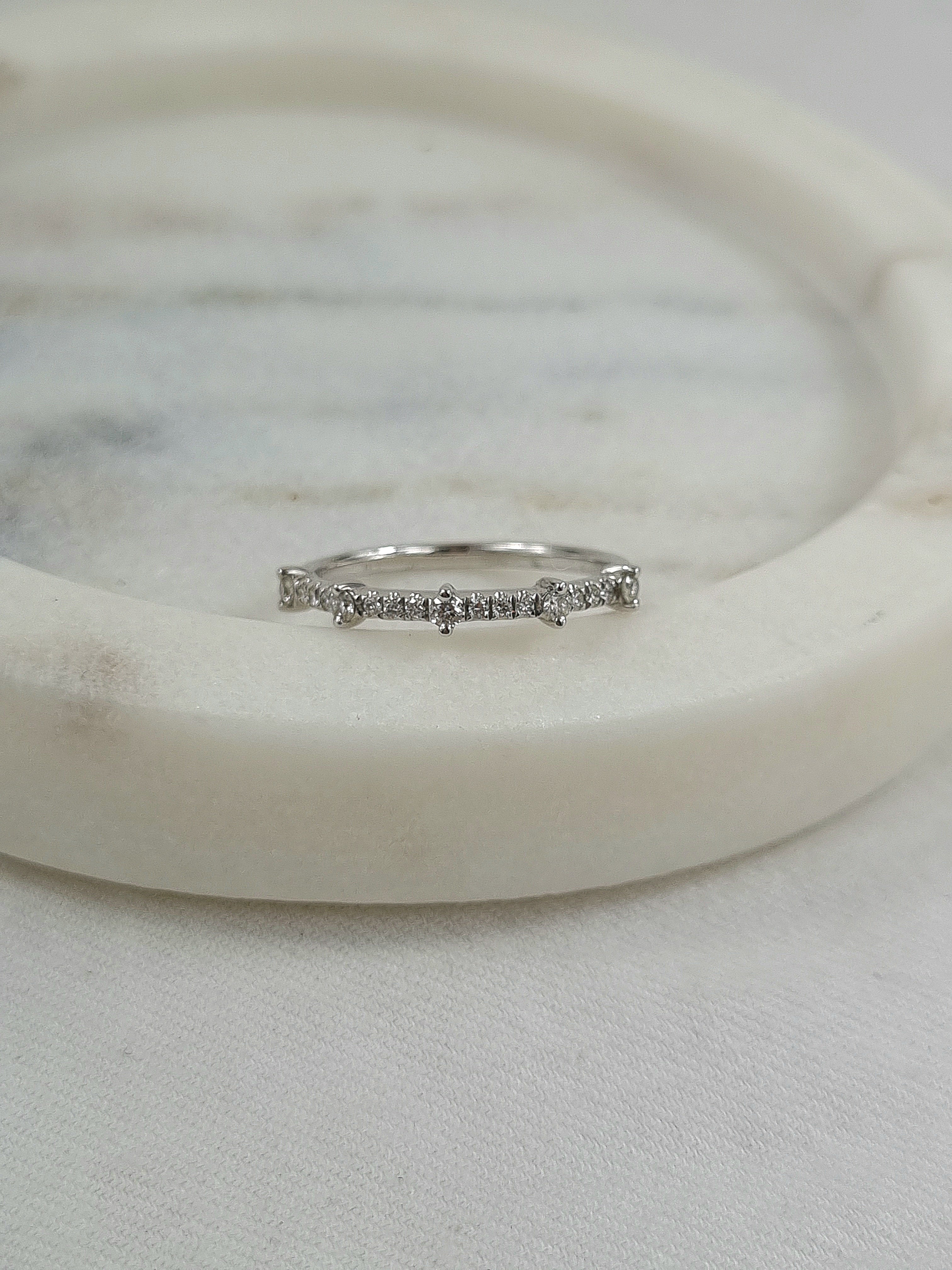 9ct White Gold Diamond claw set stacker ring