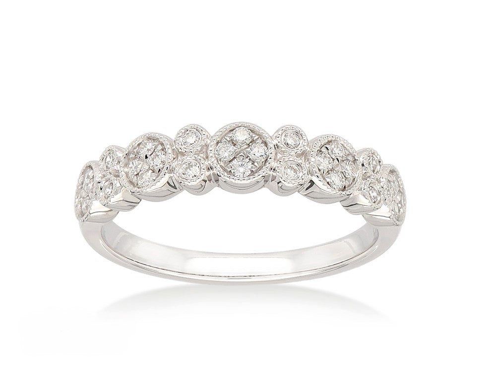 18ct White Gold Diamond Millgrain Dress ring