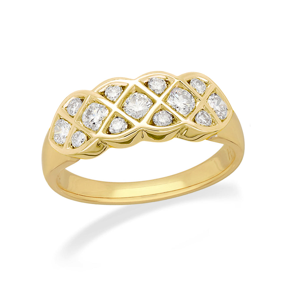 9ct Yellow Gold Diamond Lattice Ring, 0.58ct total