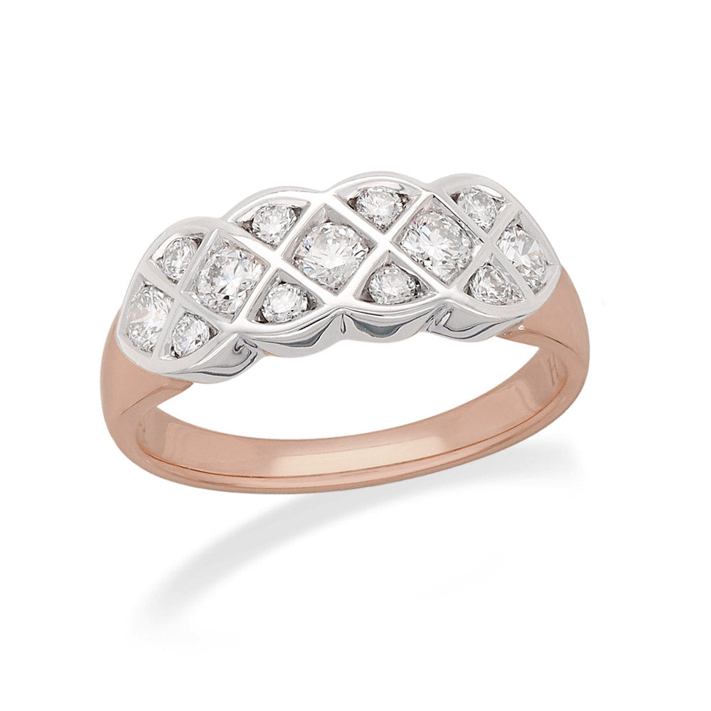 18ct Rose and White Gold Diamond Ring, 0.58ct total