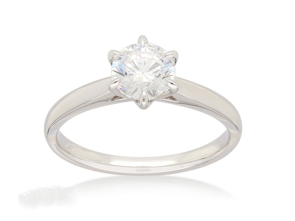 18ct White Gold Round Brillant cut Natural Diamond Solitaire Engagement ring, 0.70 carat centre
