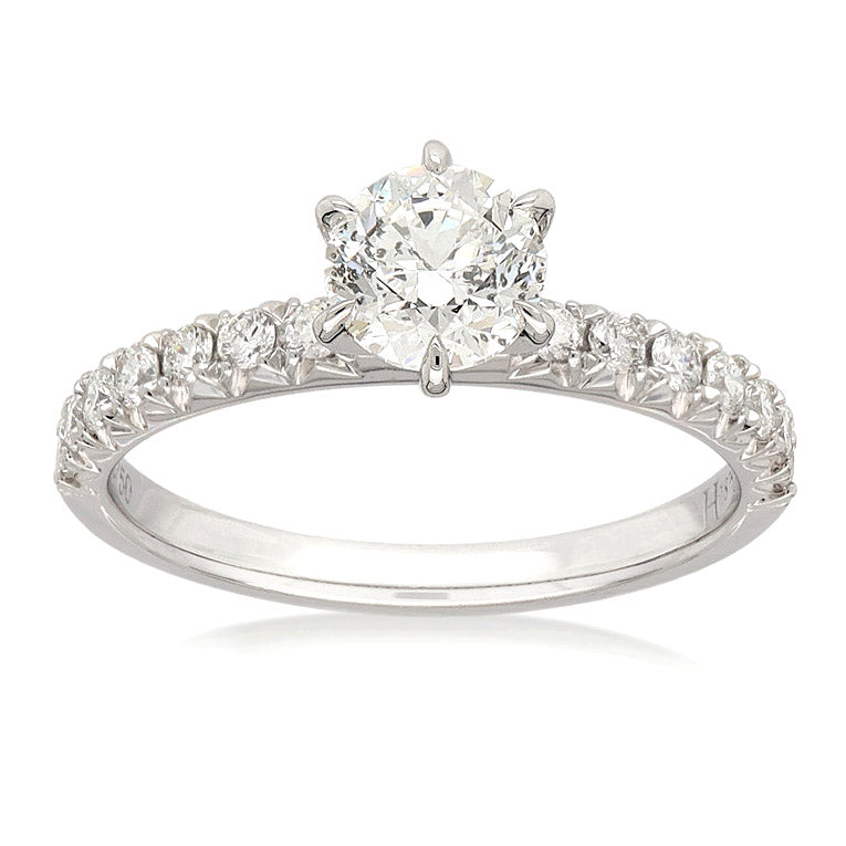 18ct White Gold Round Brillant cut Natural Diamond Engagement ring, 0.70 carat centre