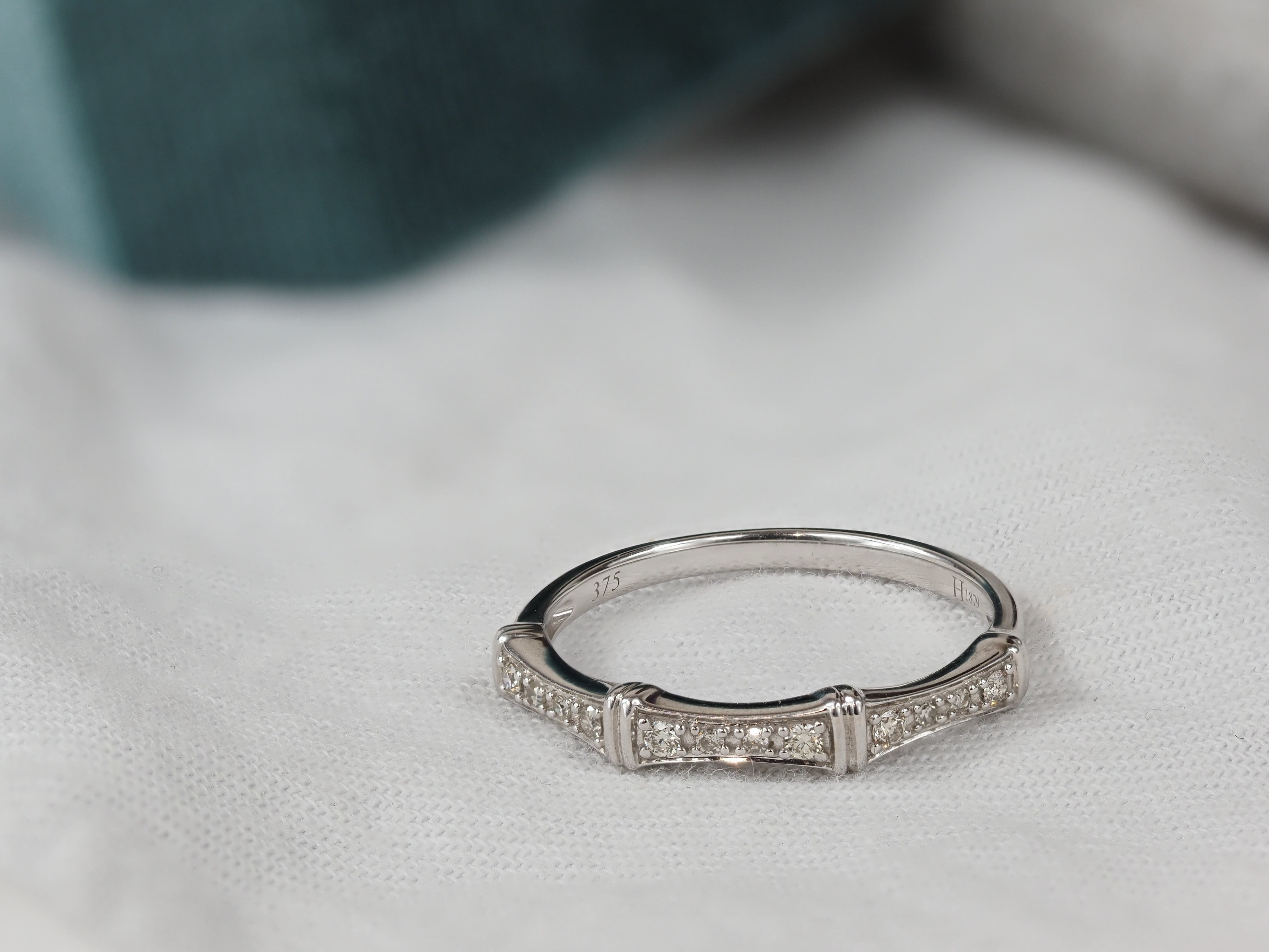 9ct White Gold Round Brilliant Cut Diamond Ring, 0.10ct Total
