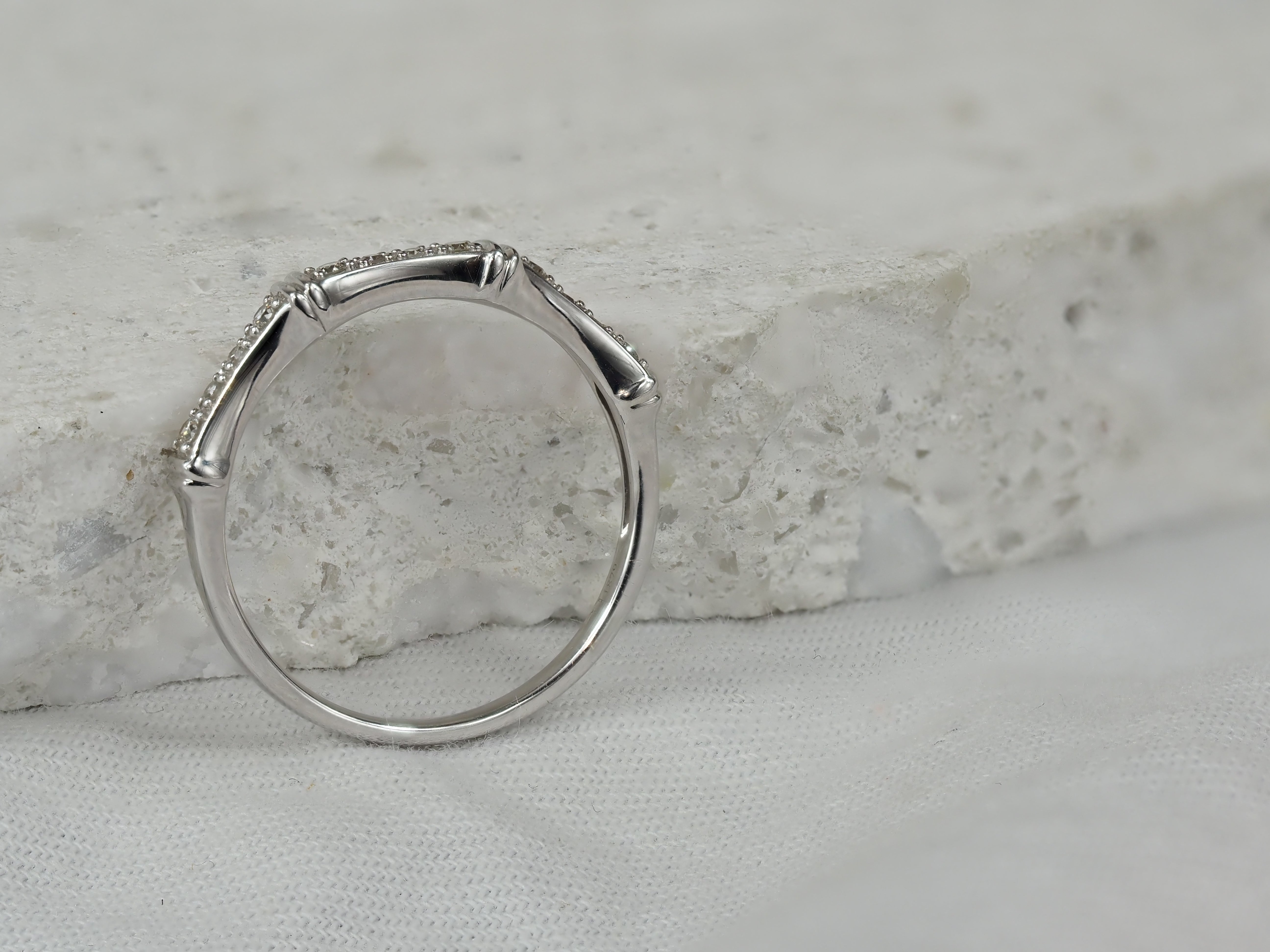 9ct White Gold Round Brilliant Cut Diamond Ring, 0.10ct Total