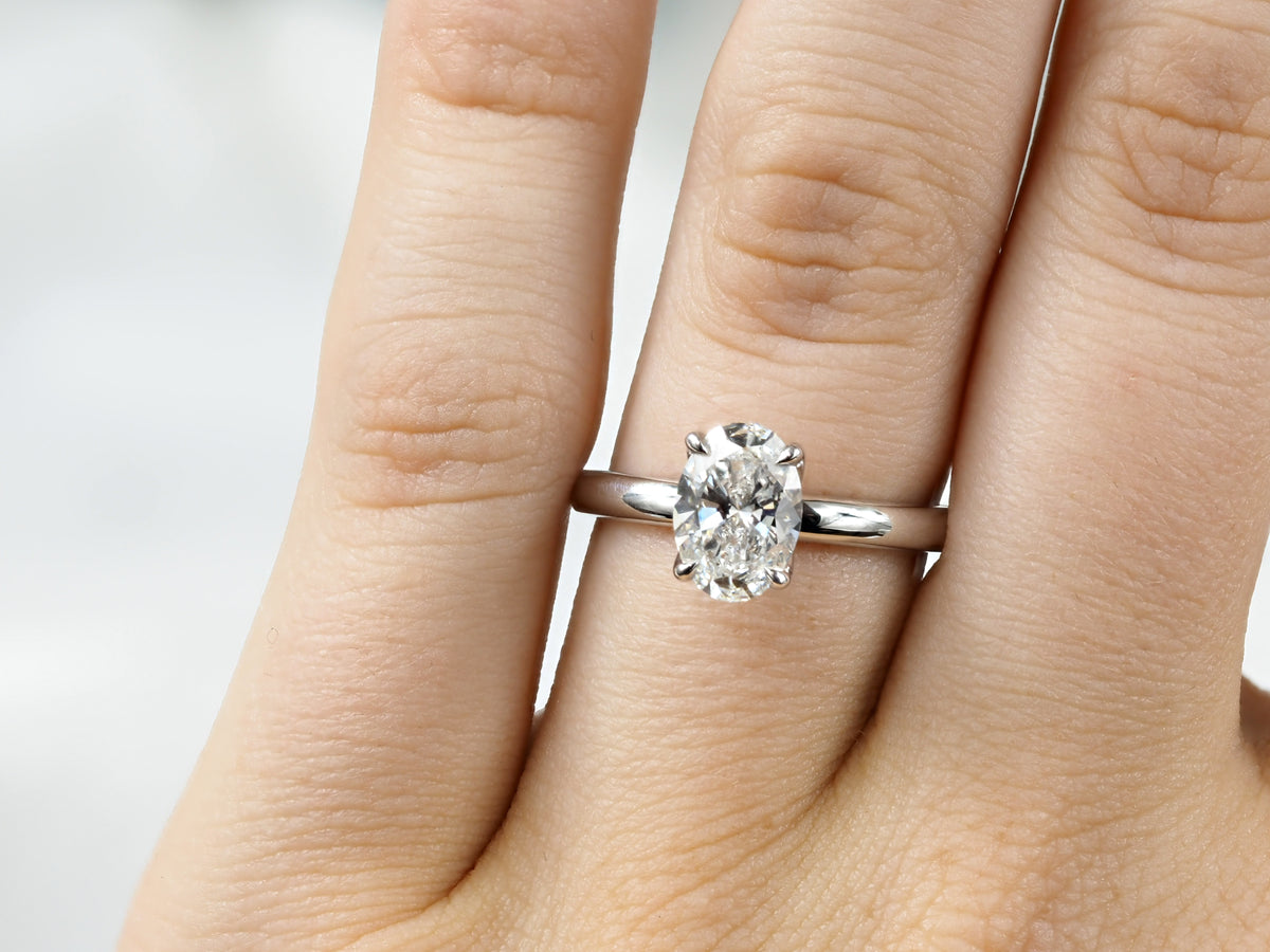 18ct White Gold Lab-Grown Oval Cut Diamond Engagement ring, 1.35ct centre