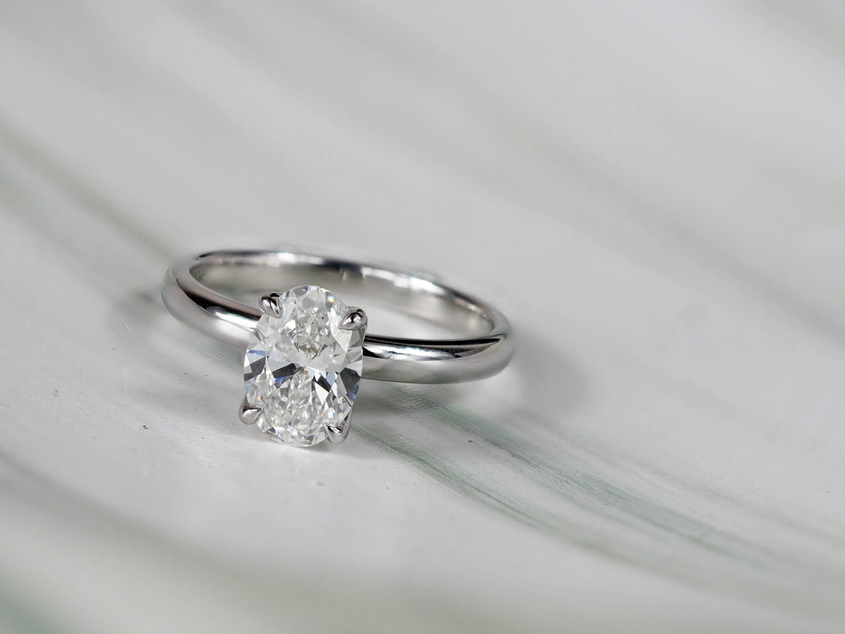18ct White Gold Lab-Grown Oval Cut Diamond Engagement ring, 1.35ct centre