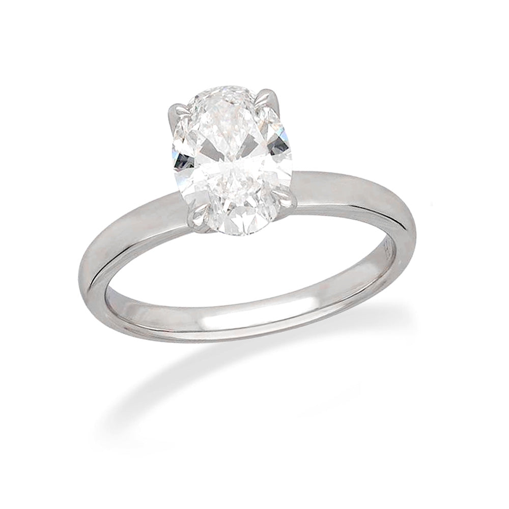 18ct White Gold Oval Cut Lab-Grown Diamond engagement ring, 1.35ct centre