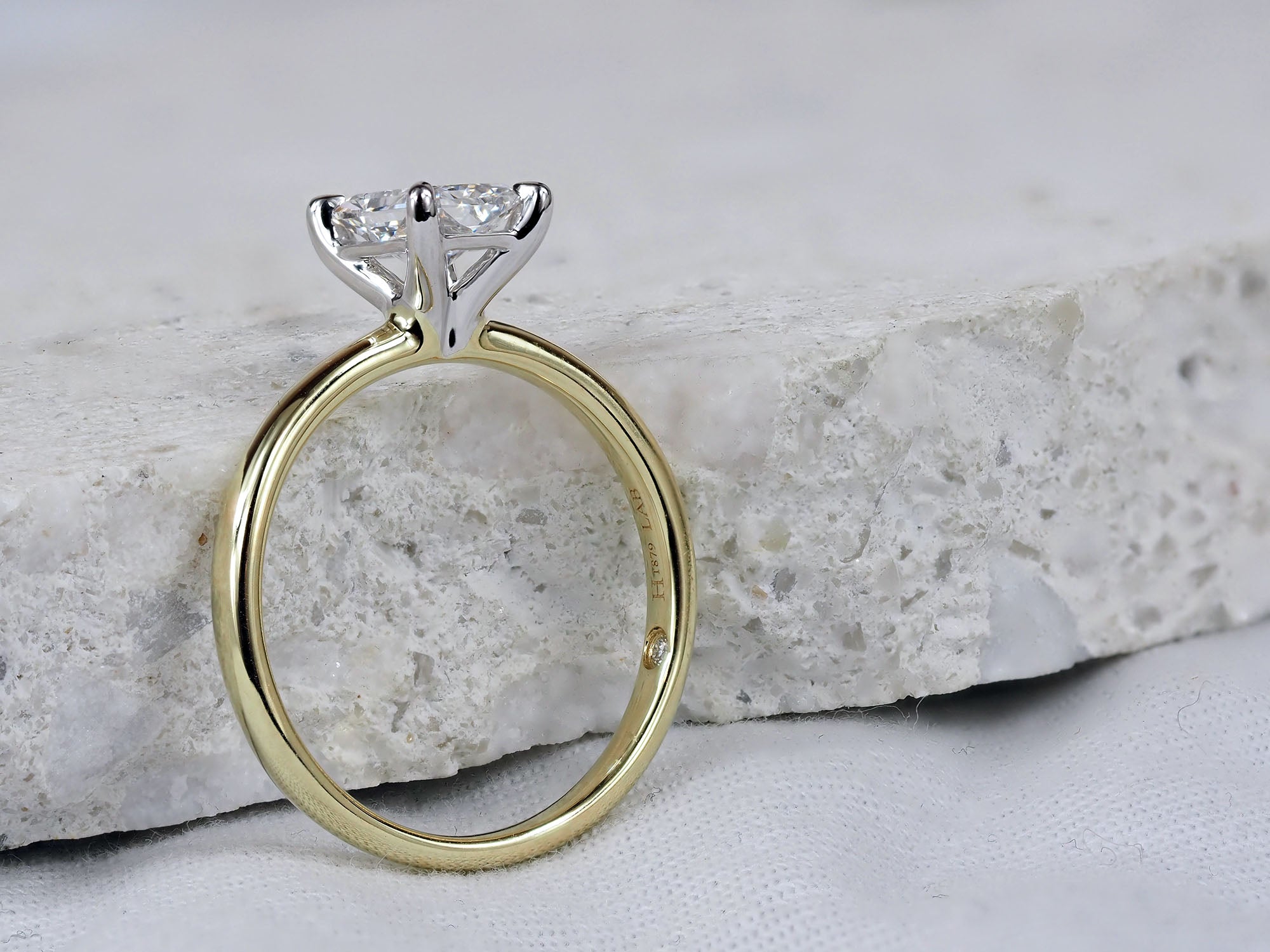 9ct Yellow and White Gold Radiant Cut Lab-Grown Engagement Ring, 1.02ct