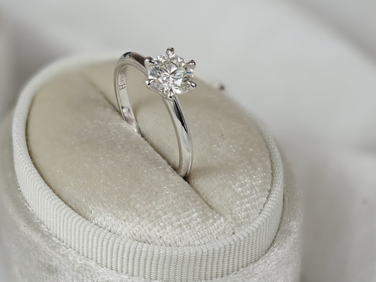 9ct White Gold Lab-Grown Round Brilliant Cut Diamond Engagement Ring, 1ct Centre