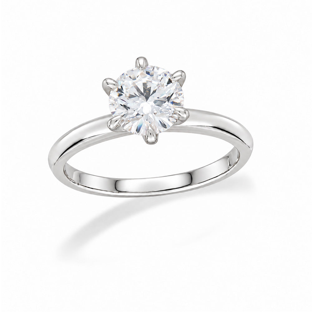 9ct White Gold Lab-Grown Round Brilliant Cut Diamond Engagement Ring, 1ct Centre