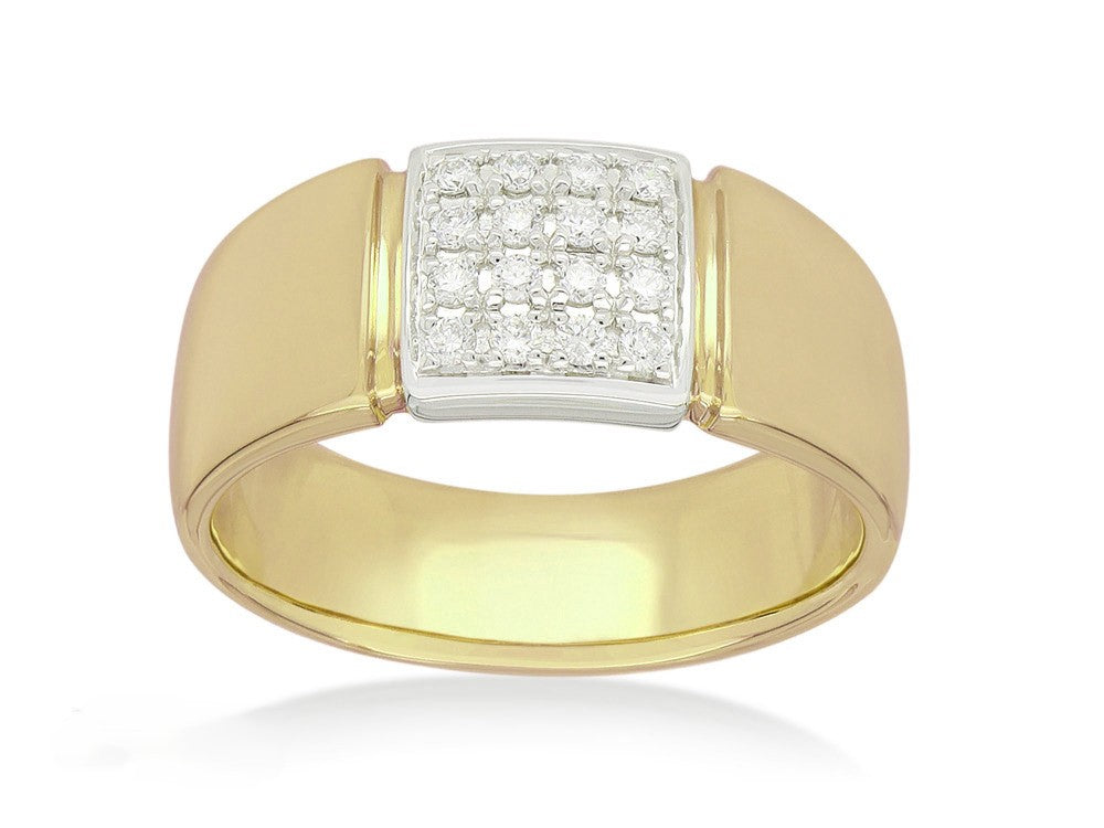 9ct Yellow and White Gold Diamond Ring, 0.16ct total
