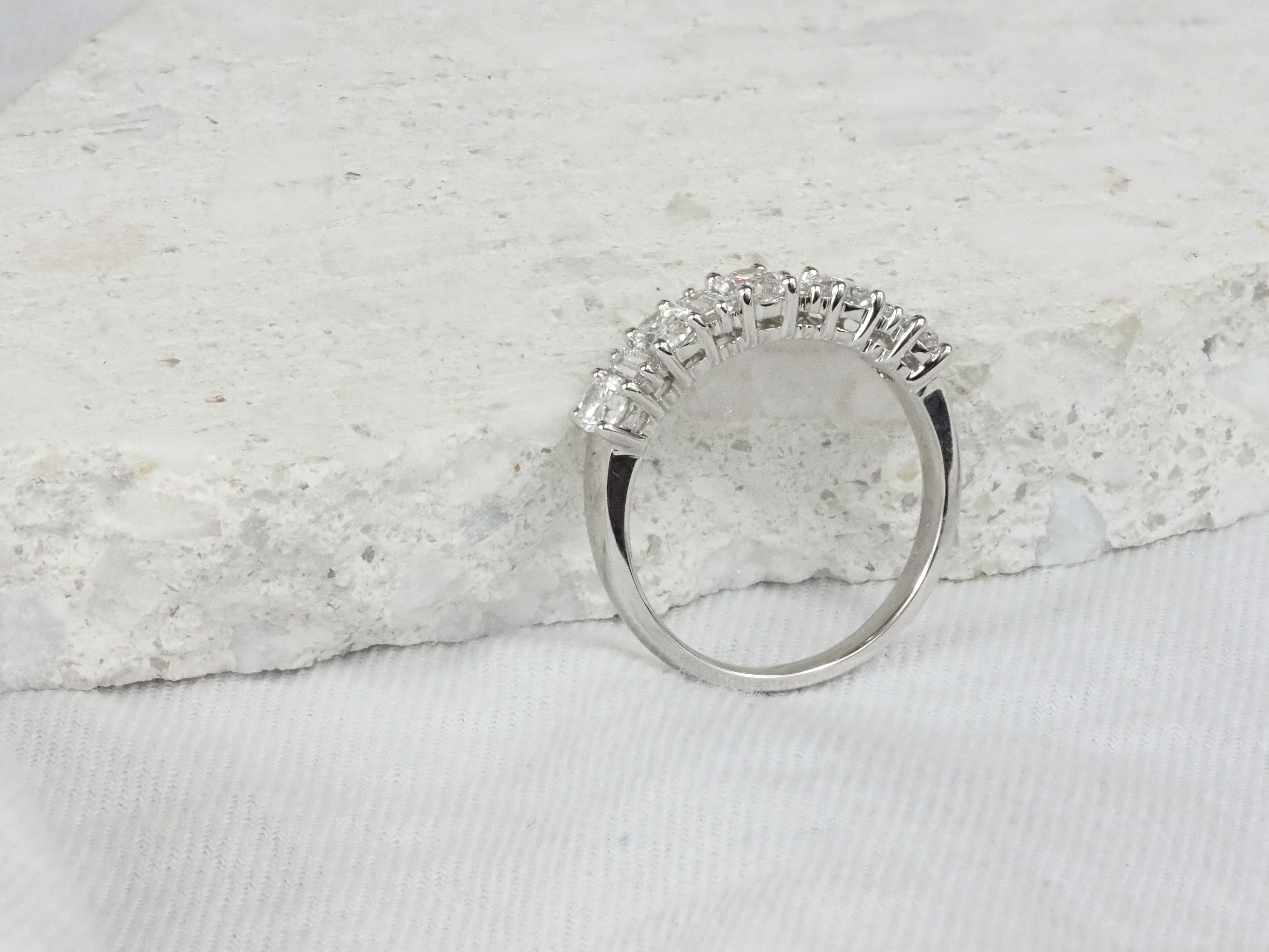 14ct White Gold Oval and Baguette Cut Lab-grown Diamond Ring, 1.27ct Total