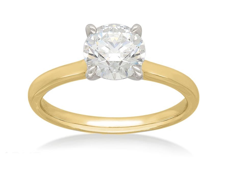 9ct Yellow and White Gold Round Lab-Grown Diamond Ring, 1ct