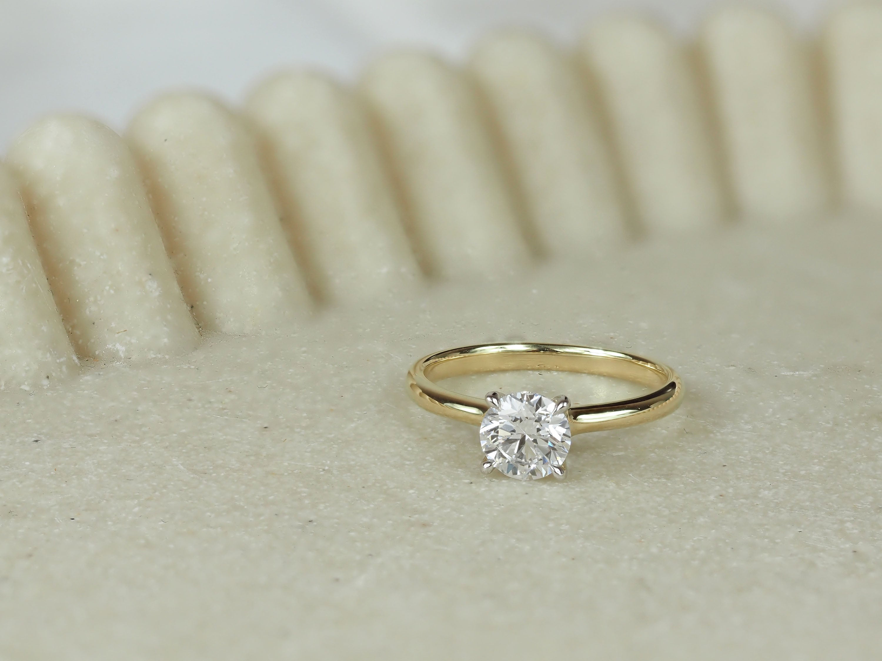 9ct Yellow and White Gold Round Lab-Grown Diamond Ring, 1ct