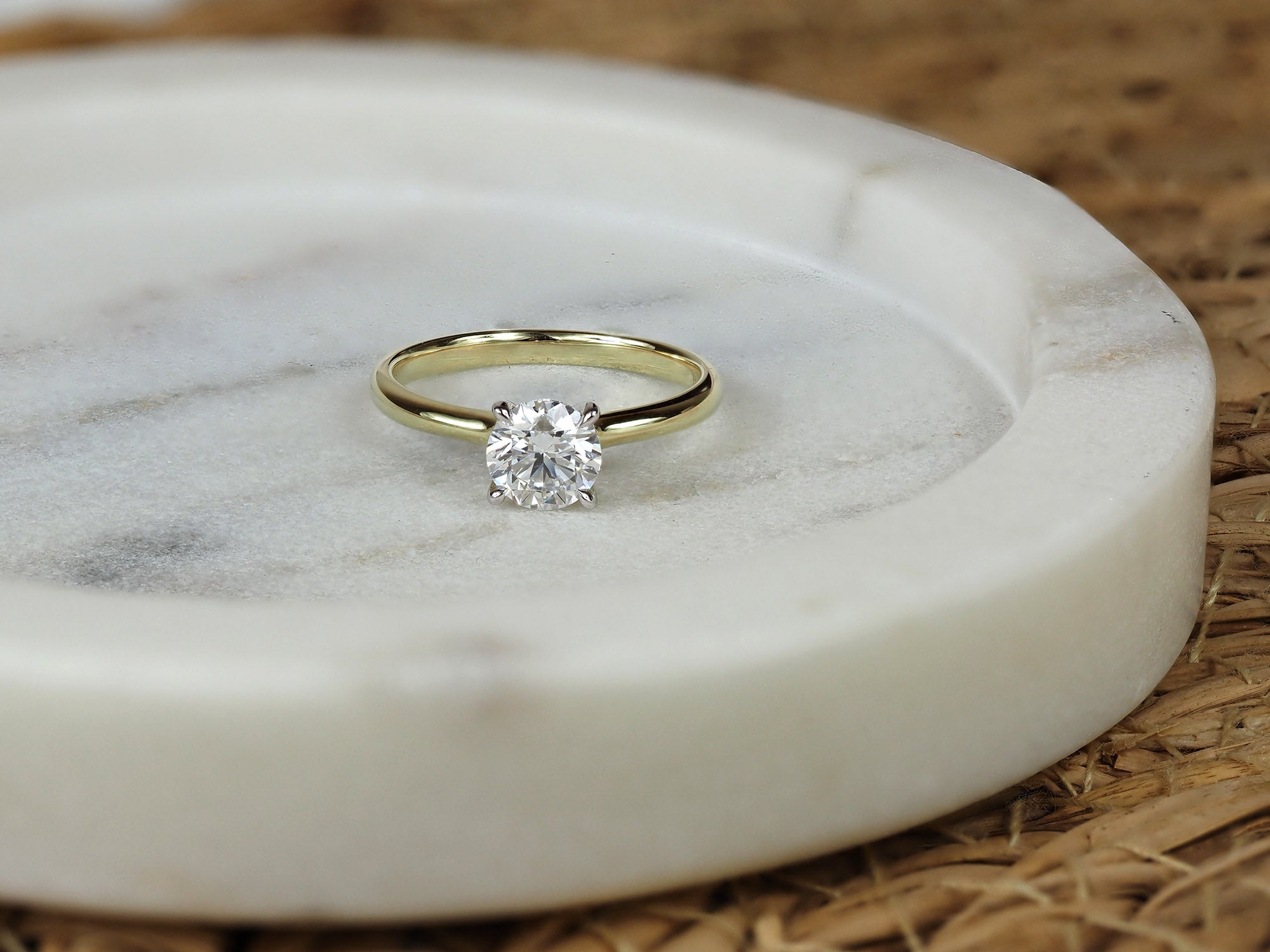 9ct Yellow and White Gold Round Lab-Grown Diamond Ring, 1ct
