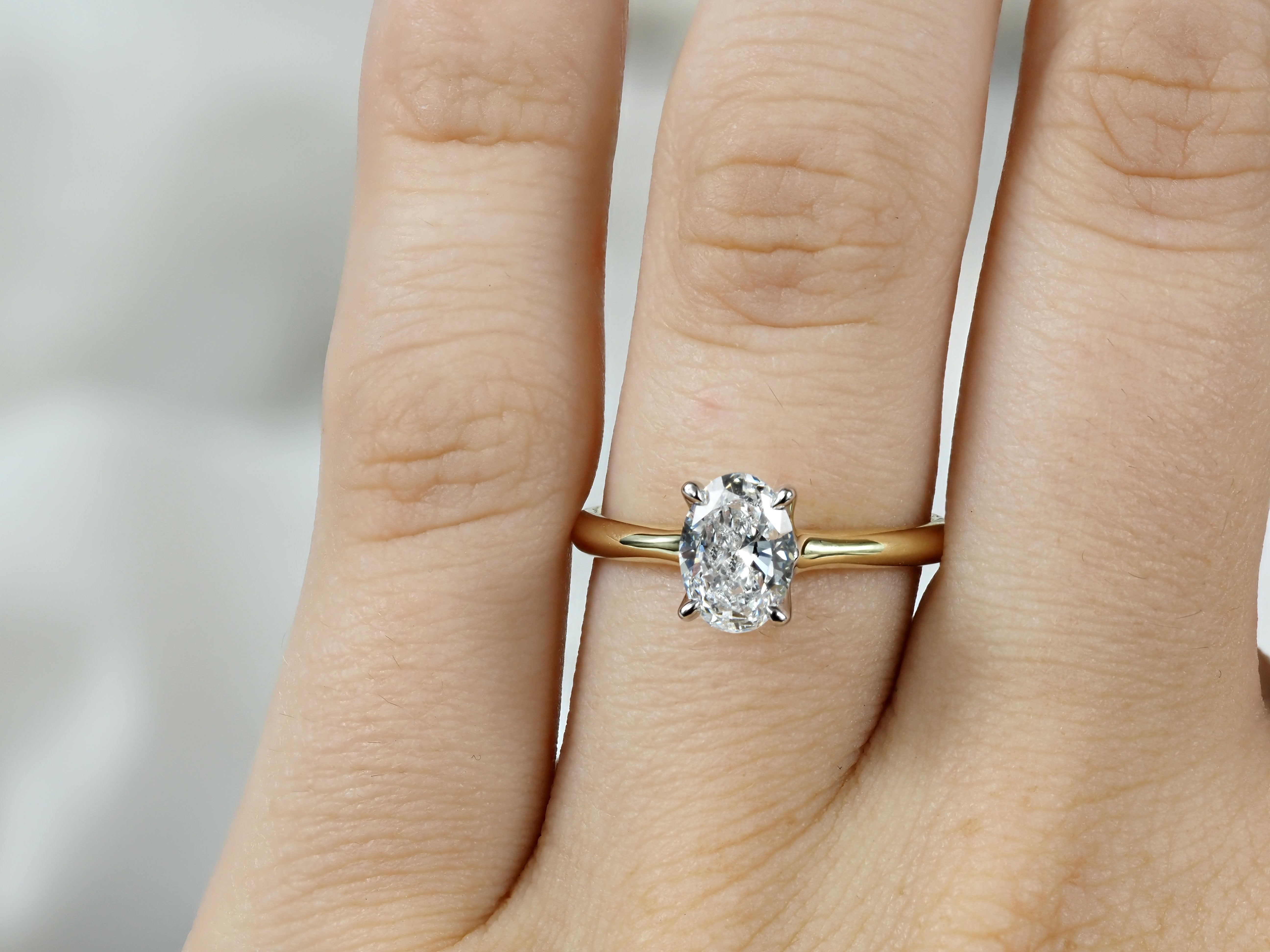 9ct Yellow and White Gold Lab-Grown Oval Engagement Ring, 1ct Centre