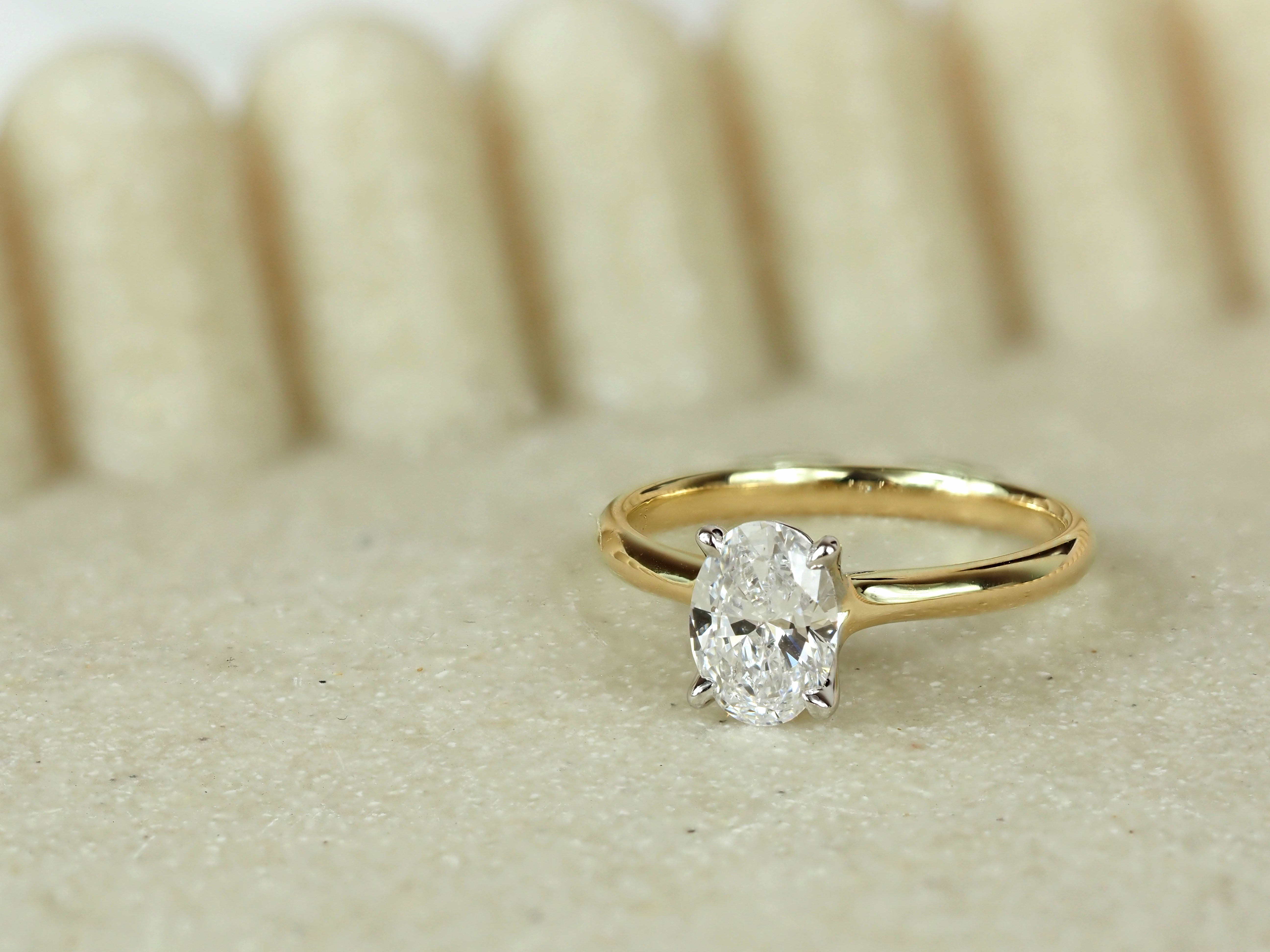 9ct Yellow and White Gold Lab-Grown Oval Engagement Ring, 1ct Centre
