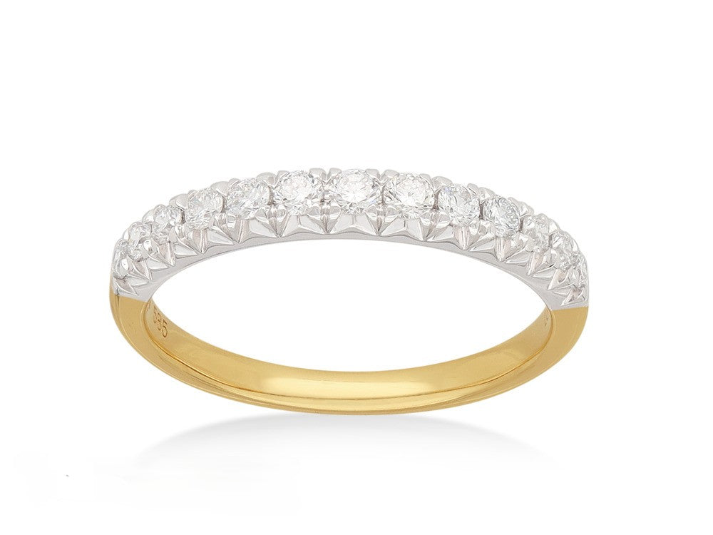 14ct Yellow and White Gold Lab-Grown Round Brilliant Cut Diamond Band, 0.35ct total