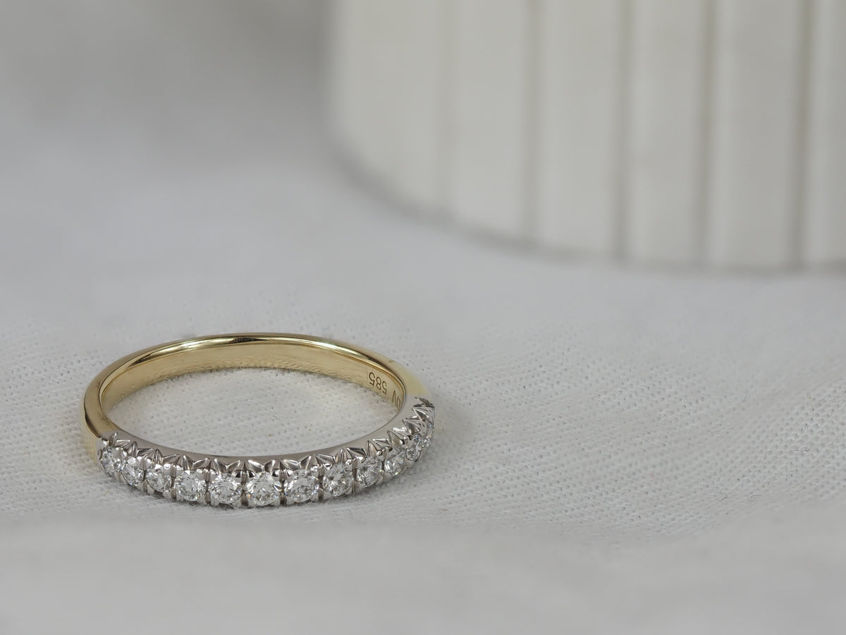 14ct Yellow and White Gold Lab-Grown Round Brilliant Cut Diamond Ring, 0.35ct total