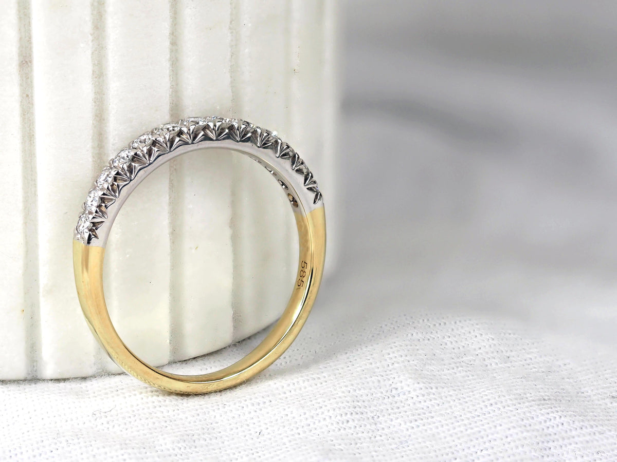 14ct Yellow and White Gold Lab-Grown Round Brilliant Cut Diamond Ring, 0.35ct total