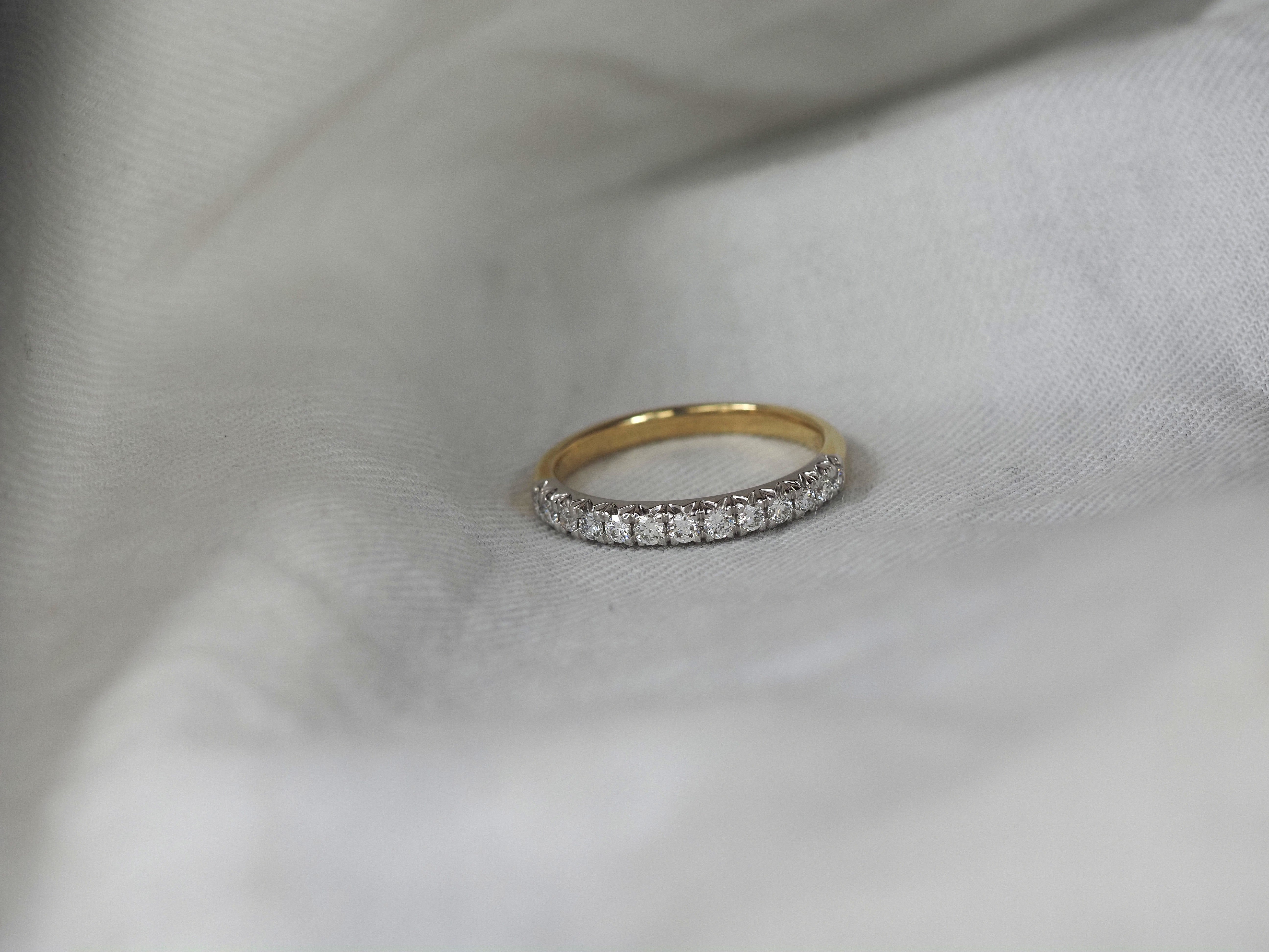 14ct Yellow and White Gold Lab-Grown Round Brilliant Cut Diamond Band, 0.35ct total