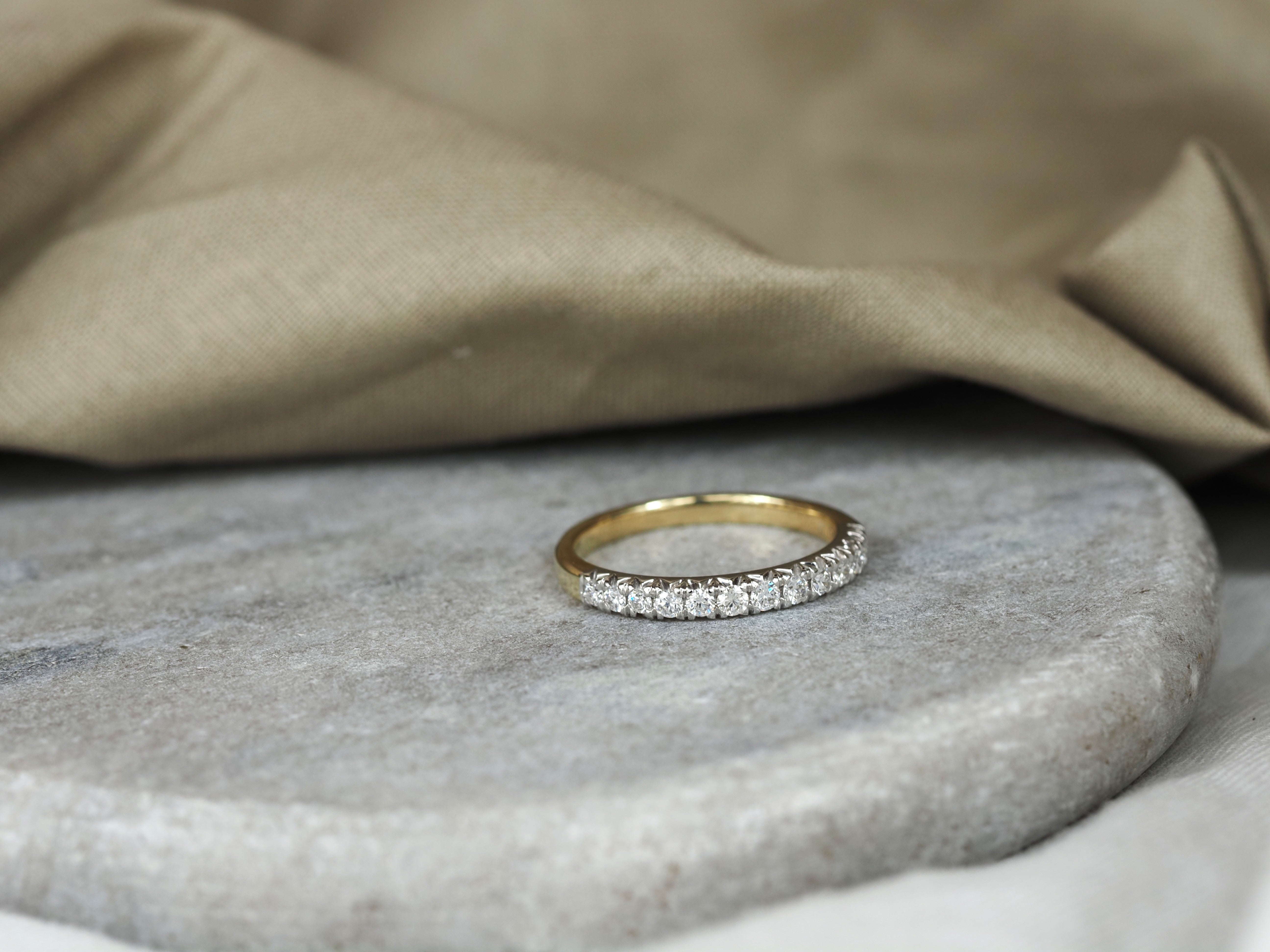 14ct Yellow and White Gold Lab-Grown Round Brilliant Cut Diamond Band, 0.35ct total