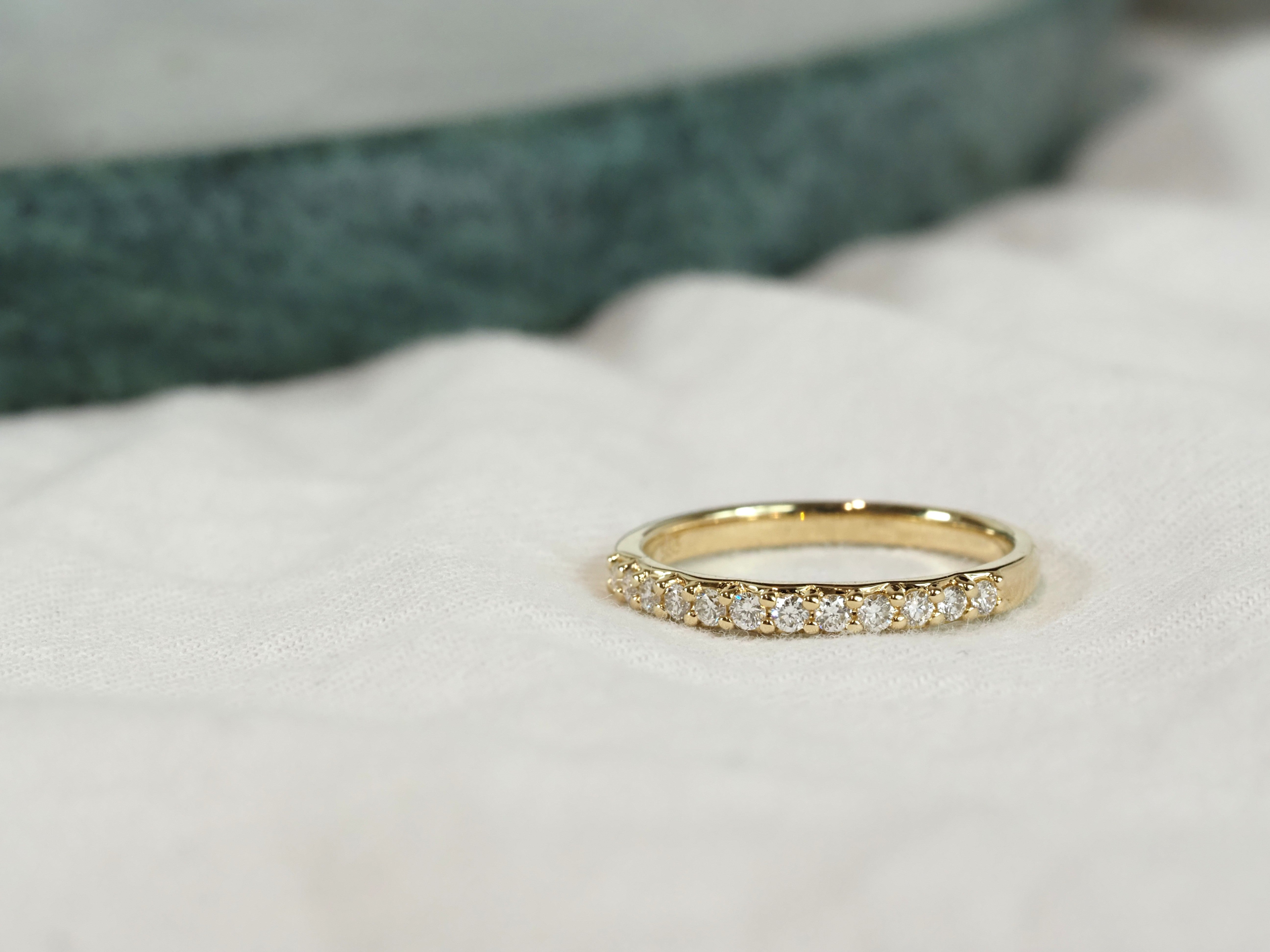 14ct Yellow Gold Lab-Grown Round Brilliant Cut Diamond Band, 0.25ct total
