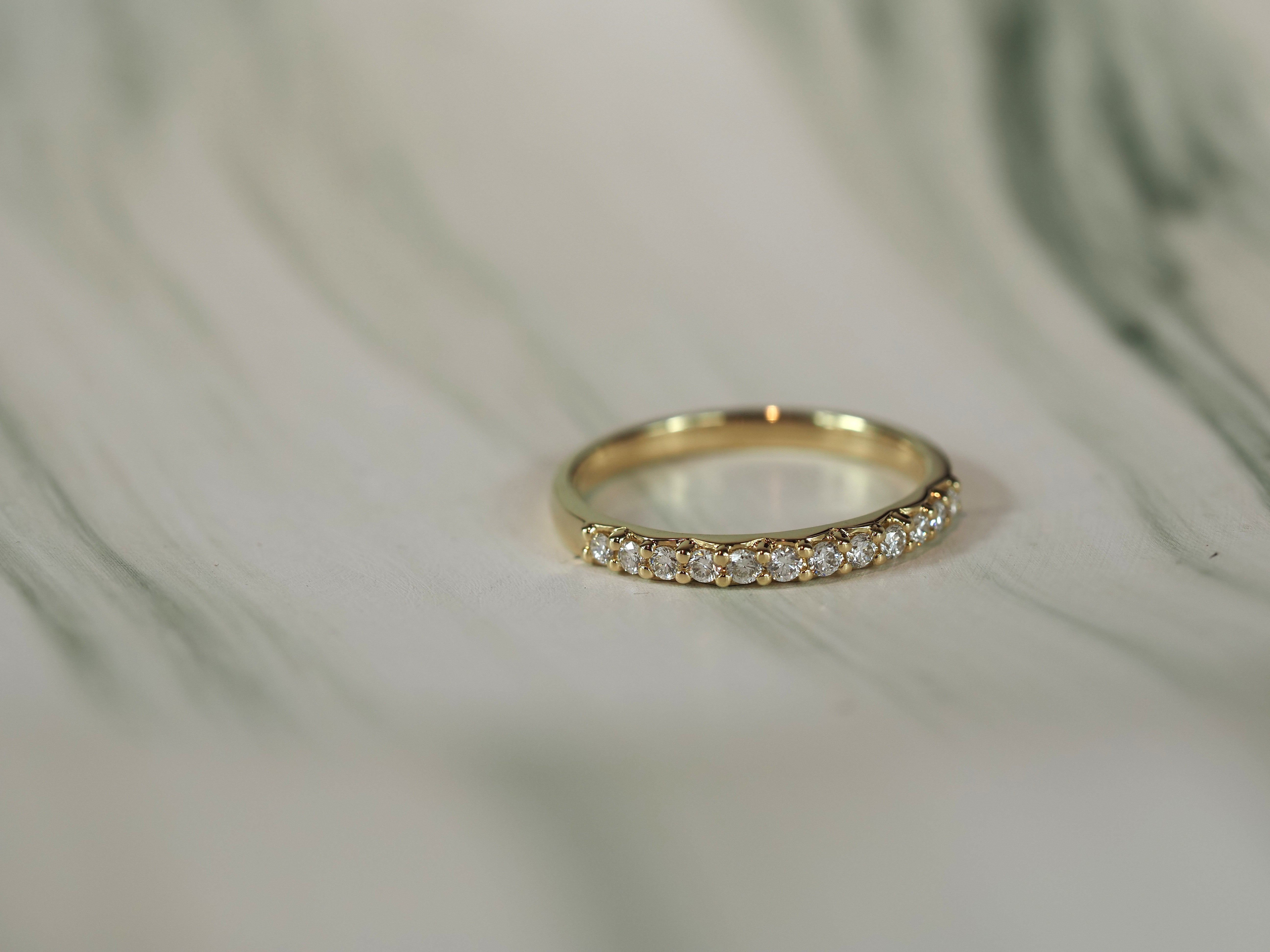 14ct Yellow Gold Lab-Grown Round Brilliant Cut Diamond Band, 0.25ct total