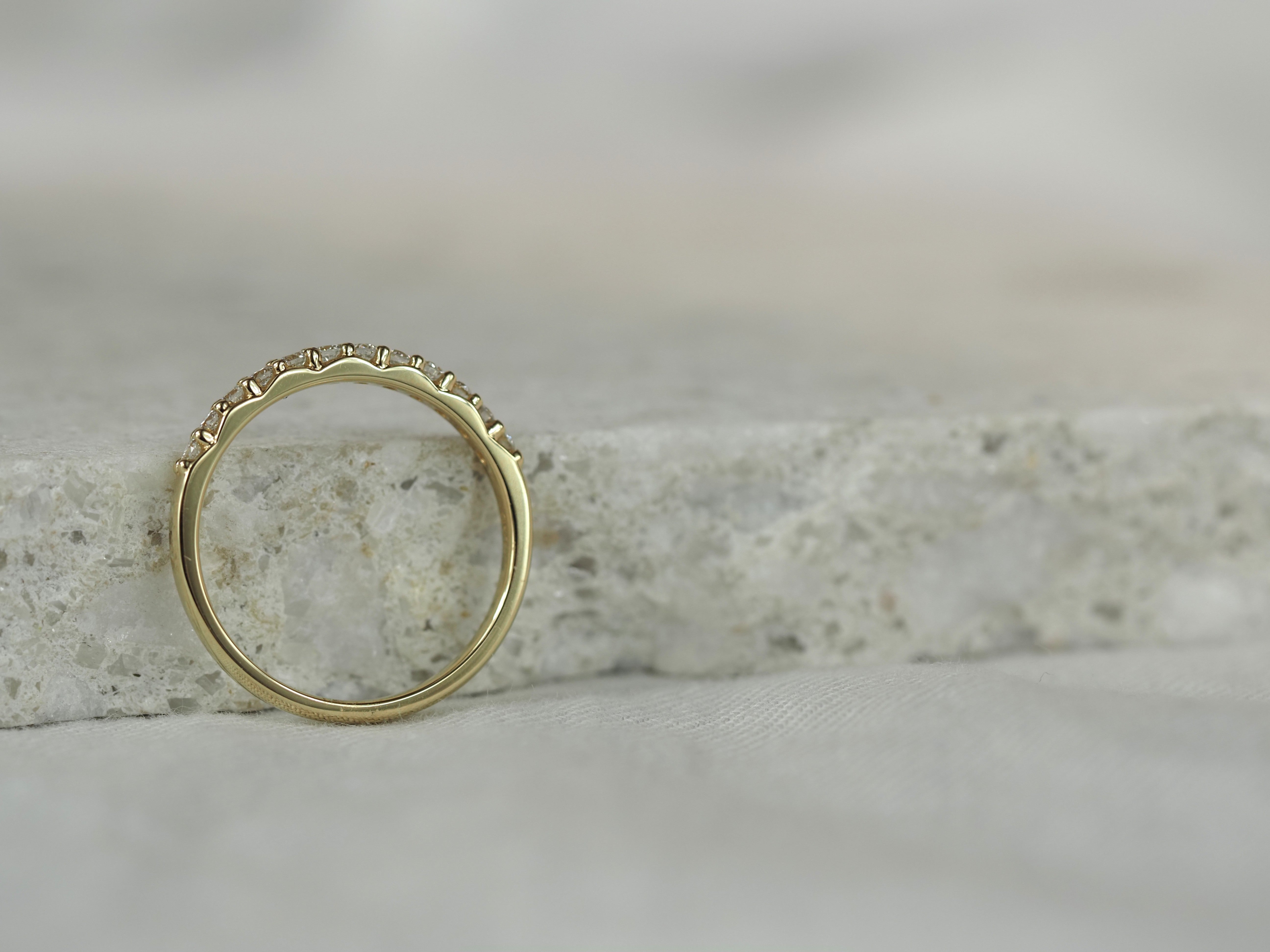 14ct Yellow Gold Lab-Grown Round Brilliant Cut Diamond Band, 0.25ct total