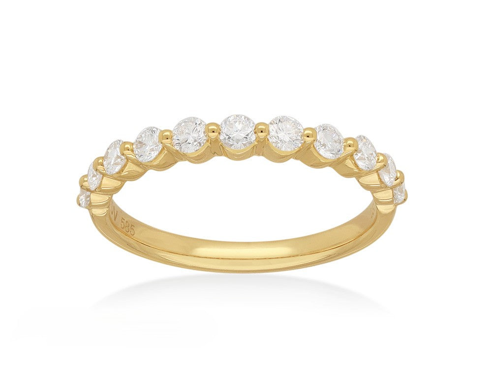 14ct Yellow Gold Lab-Grown Round Brilliant Cut Diamond Band, 0.50ct total