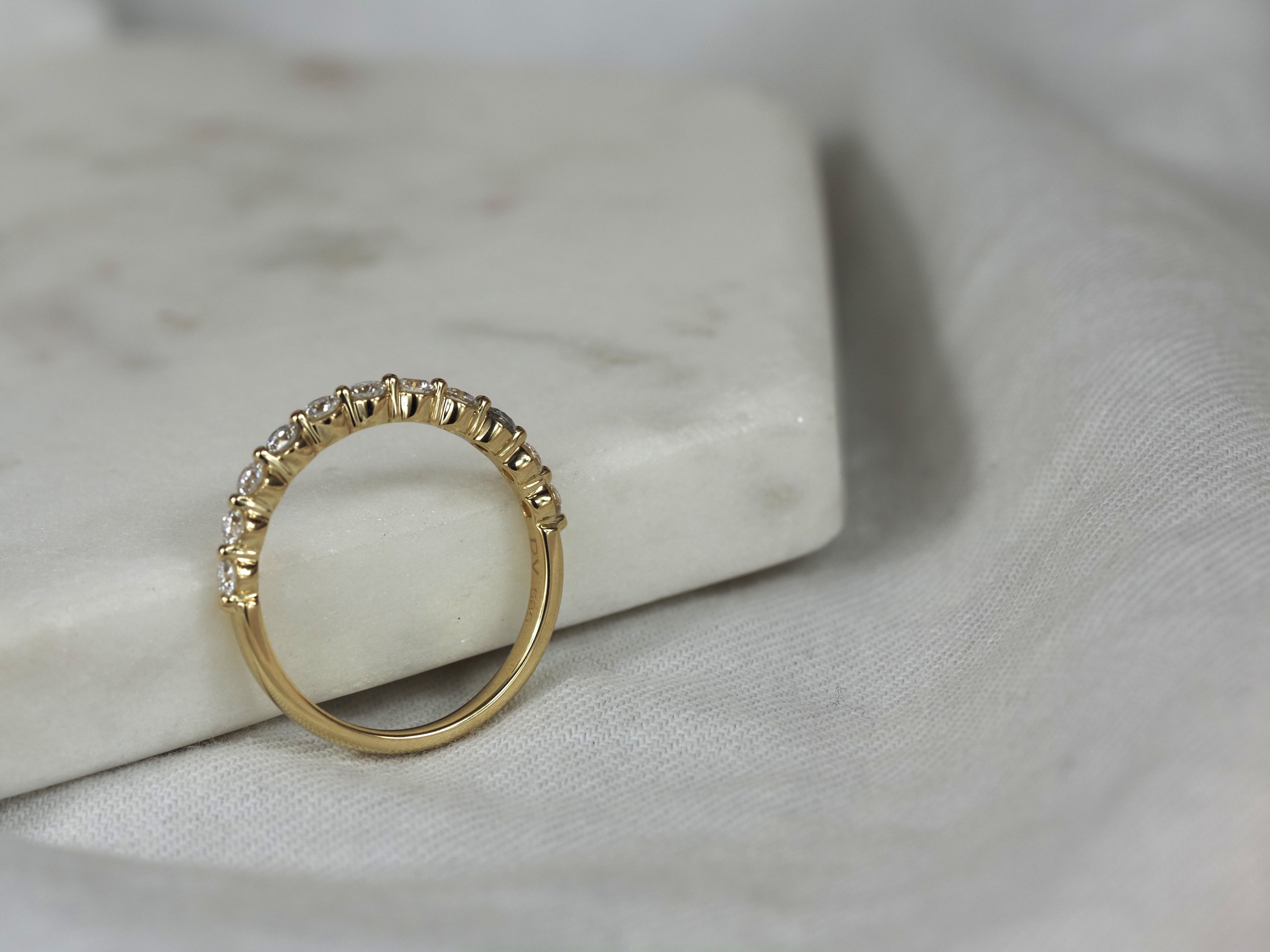 14ct Yellow Gold Lab-Grown Round Brilliant Cut Diamond Band, 0.50ct total