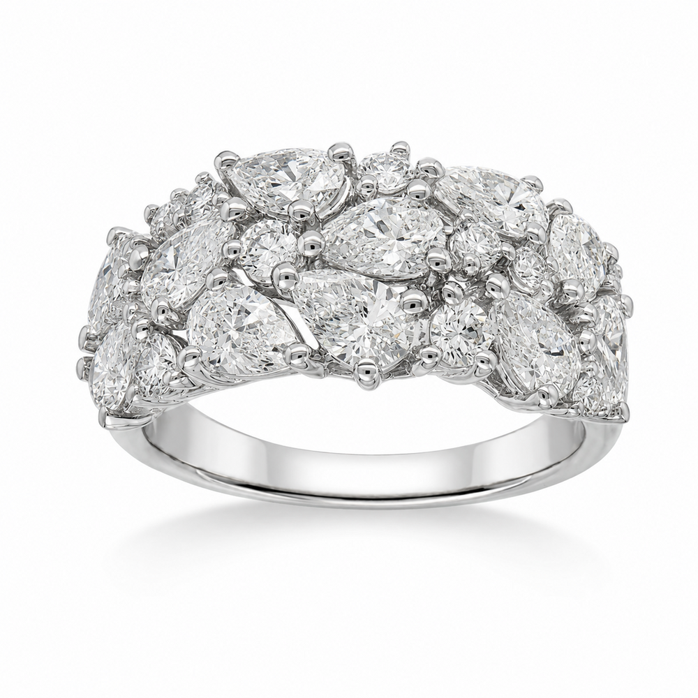 10ct White Gold Mixed-Cut Lab-Grown Diamond Dress Ring, 2.41ct Total