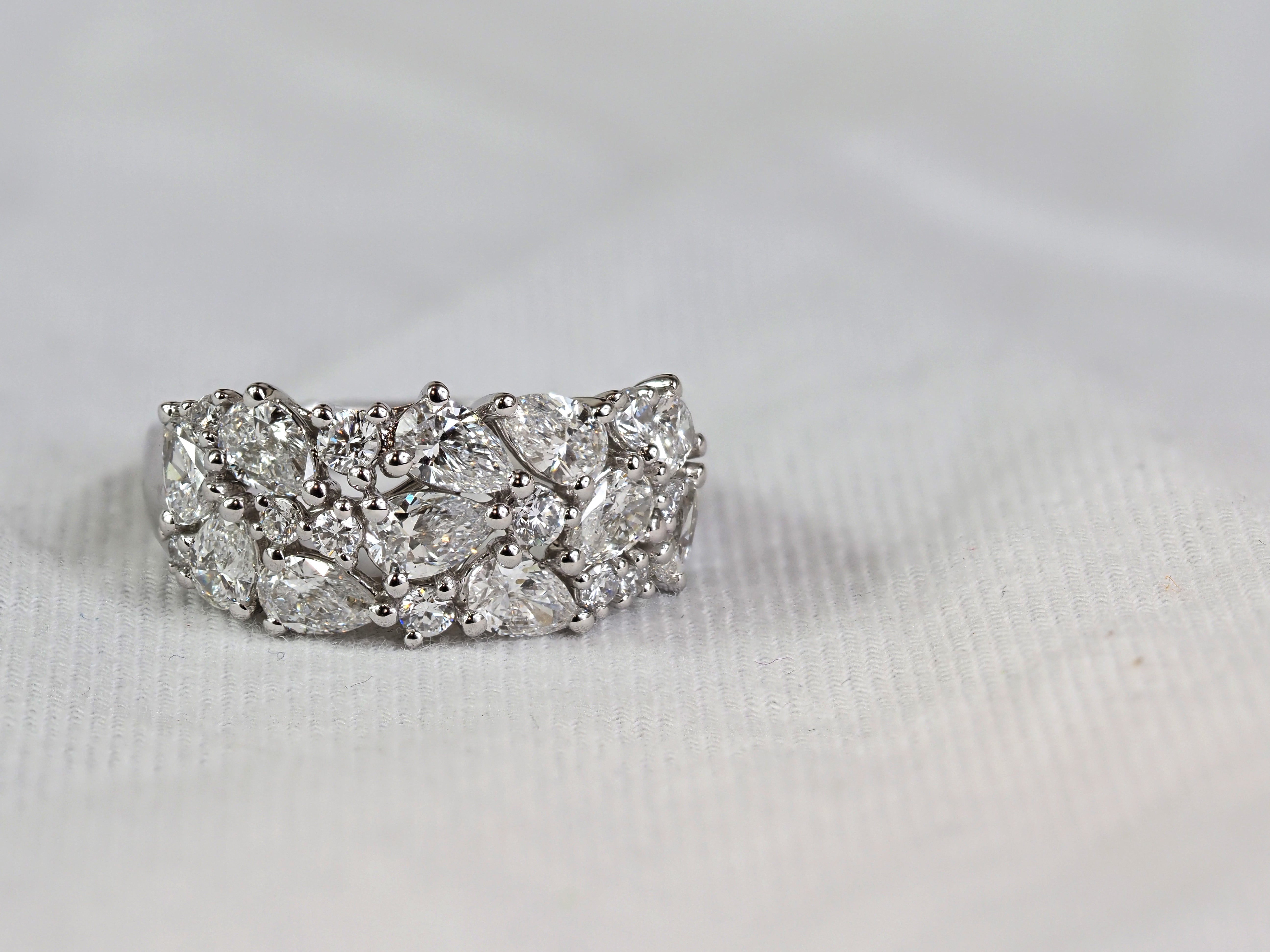 10ct White Gold Mixed-Cut Lab-Grown Diamond Dress Ring, 2.41ct Total