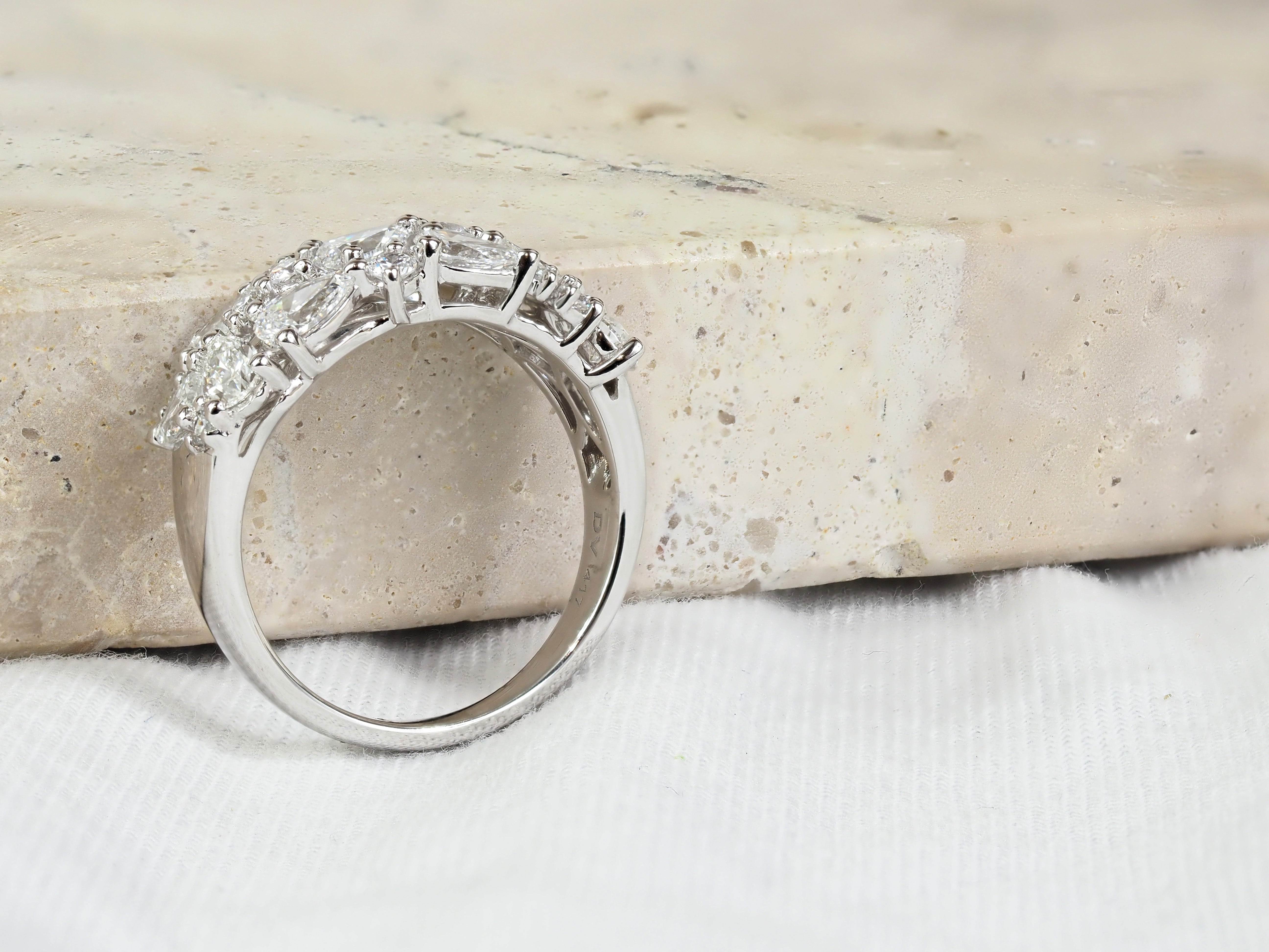 10ct White Gold Mixed-Cut Lab-Grown Diamond Dress Ring, 2.41ct Total